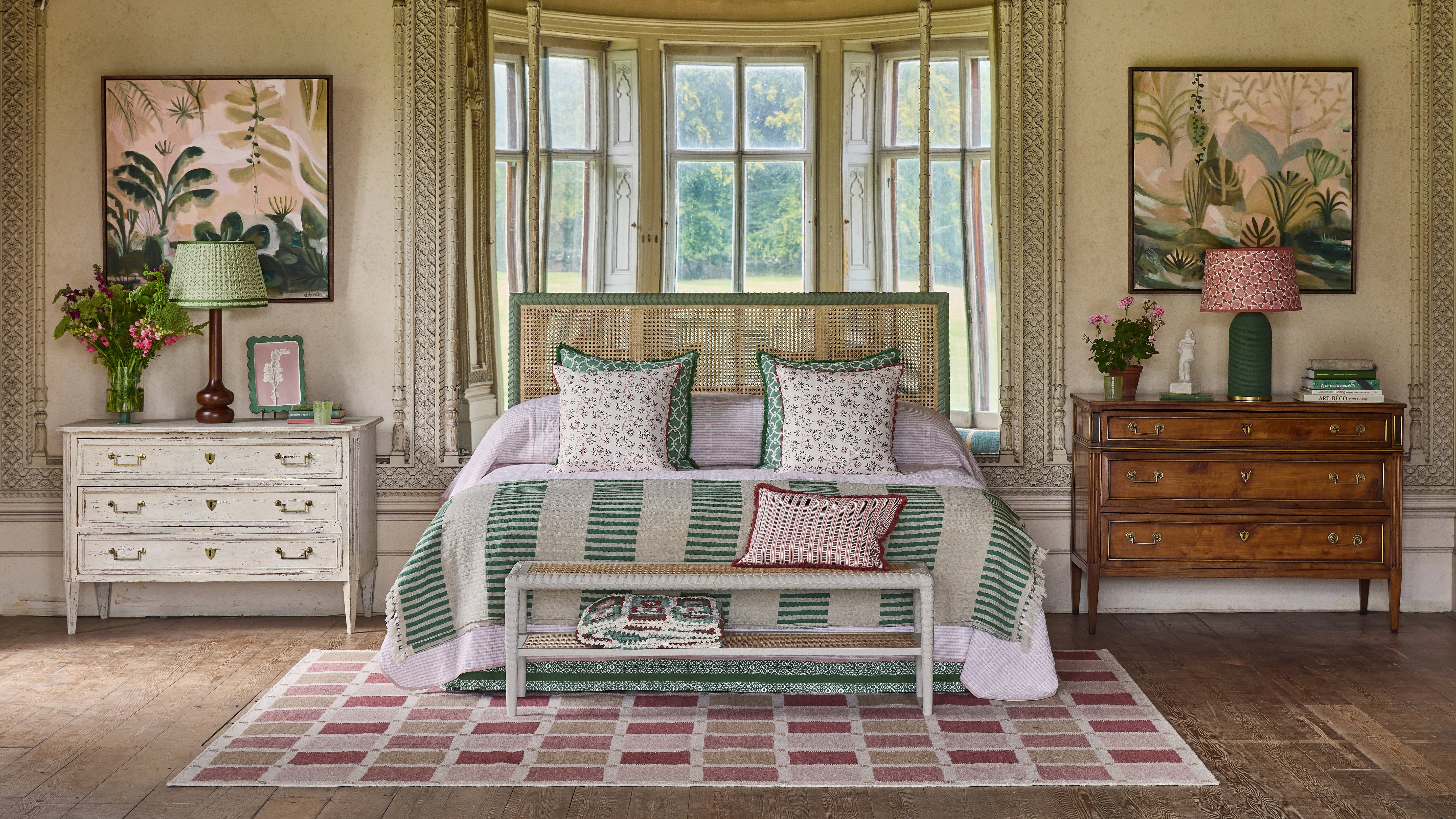 Spring Summer pink and green themed bedroom