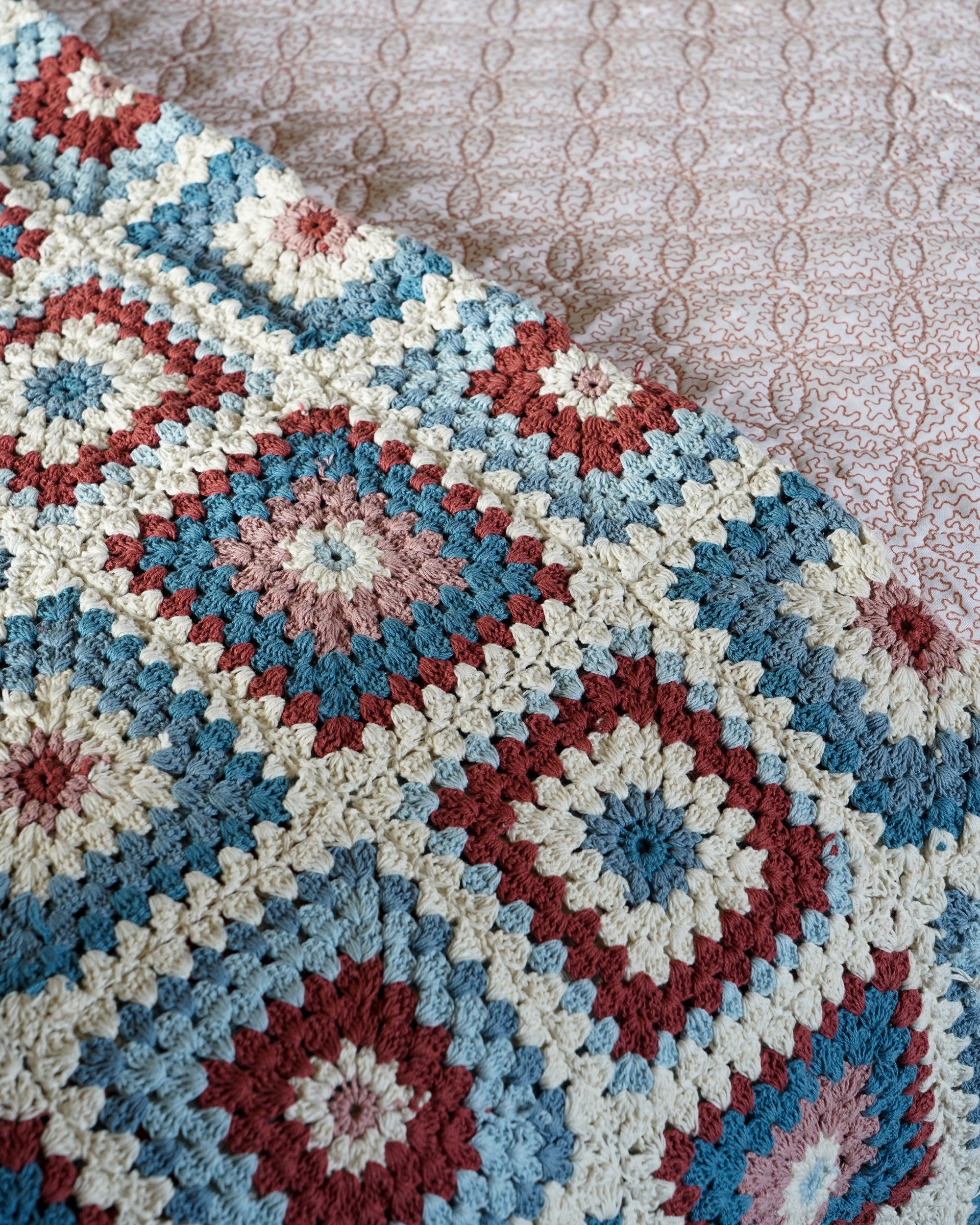 Crochet Throw - Blue and Pink