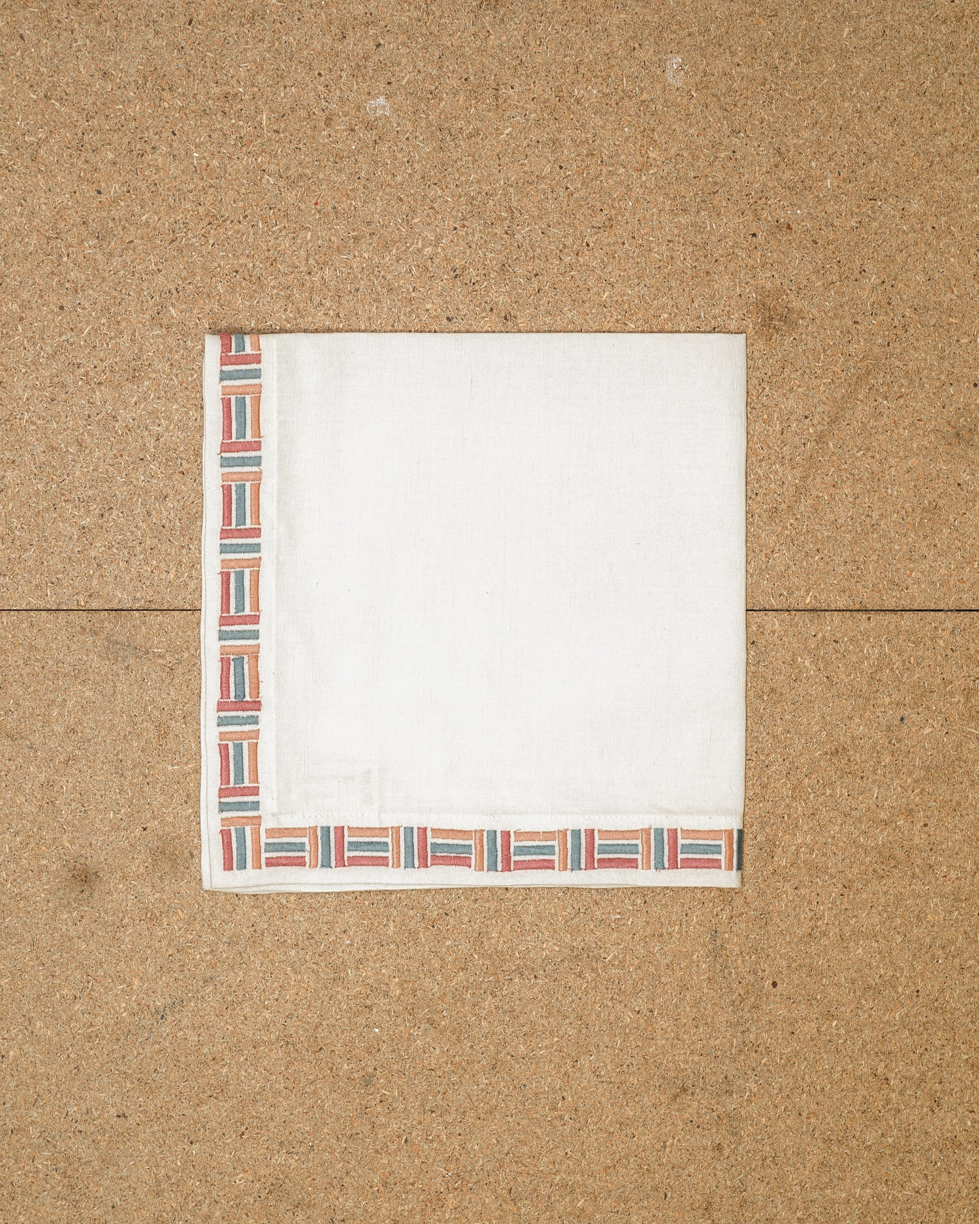 Piastrelle Embroidered Napkin - Blue and Pink