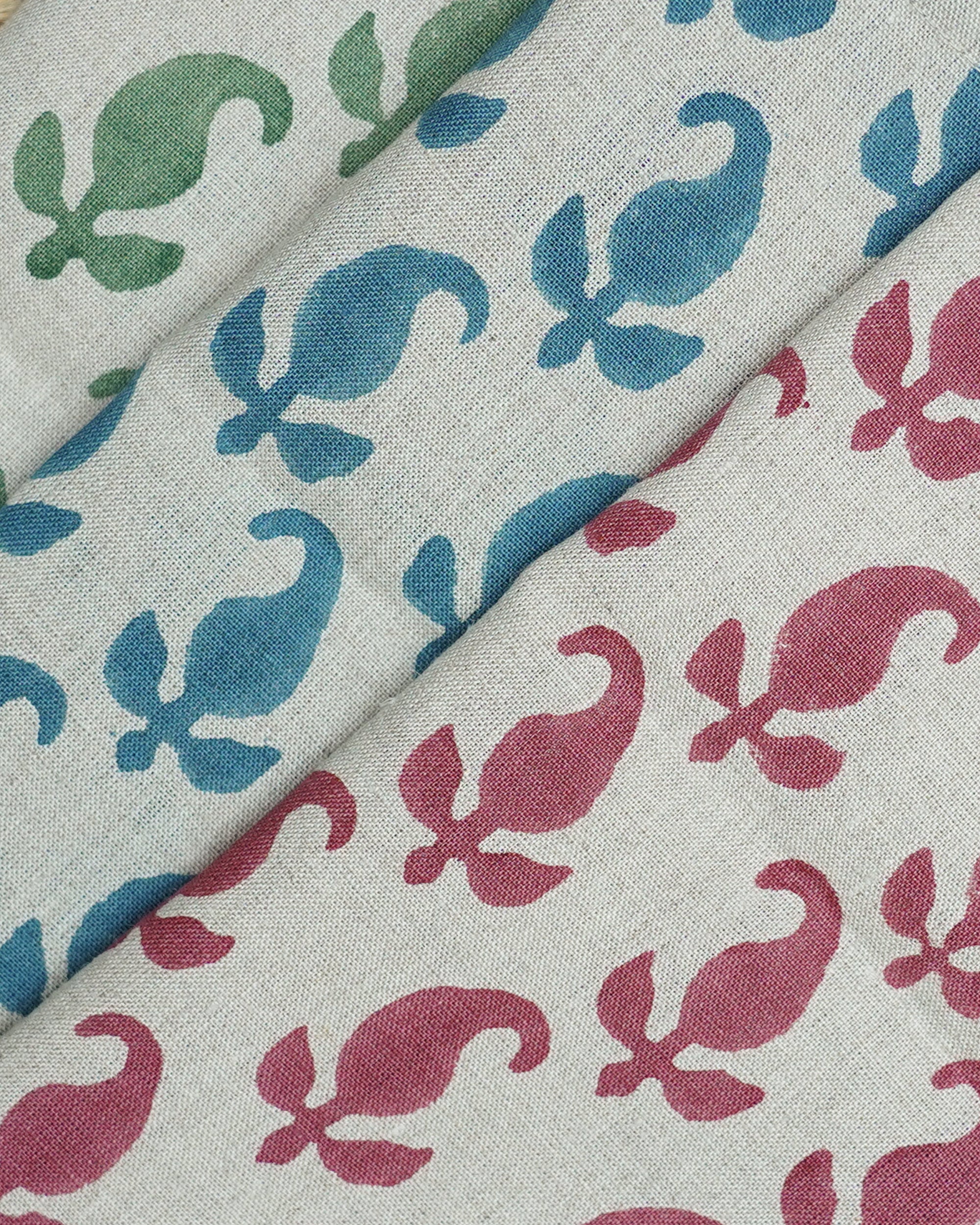 Set of 4 Paisley Linen Napkins - Red