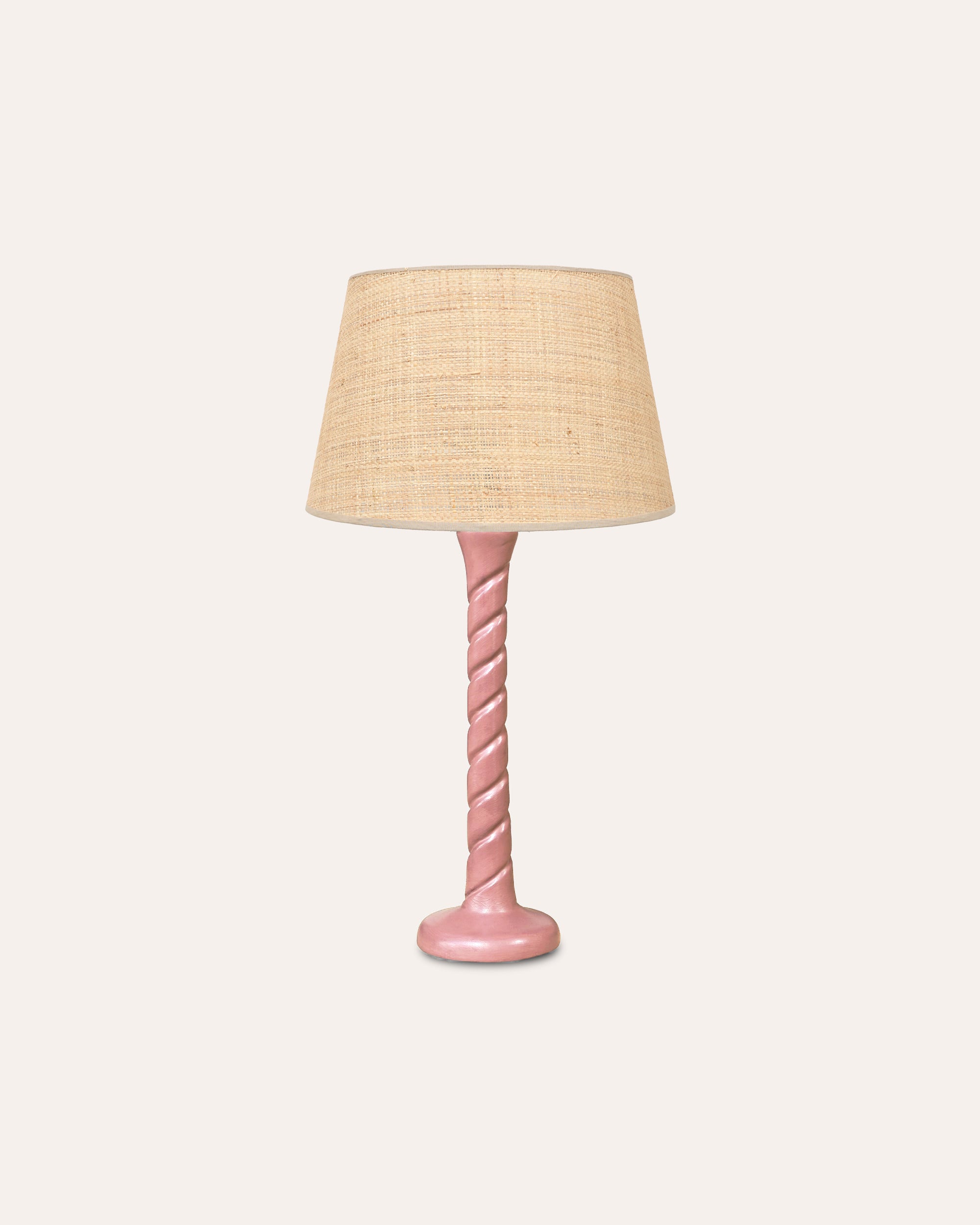 Small Twisted Wooden Table Lamp - Pink