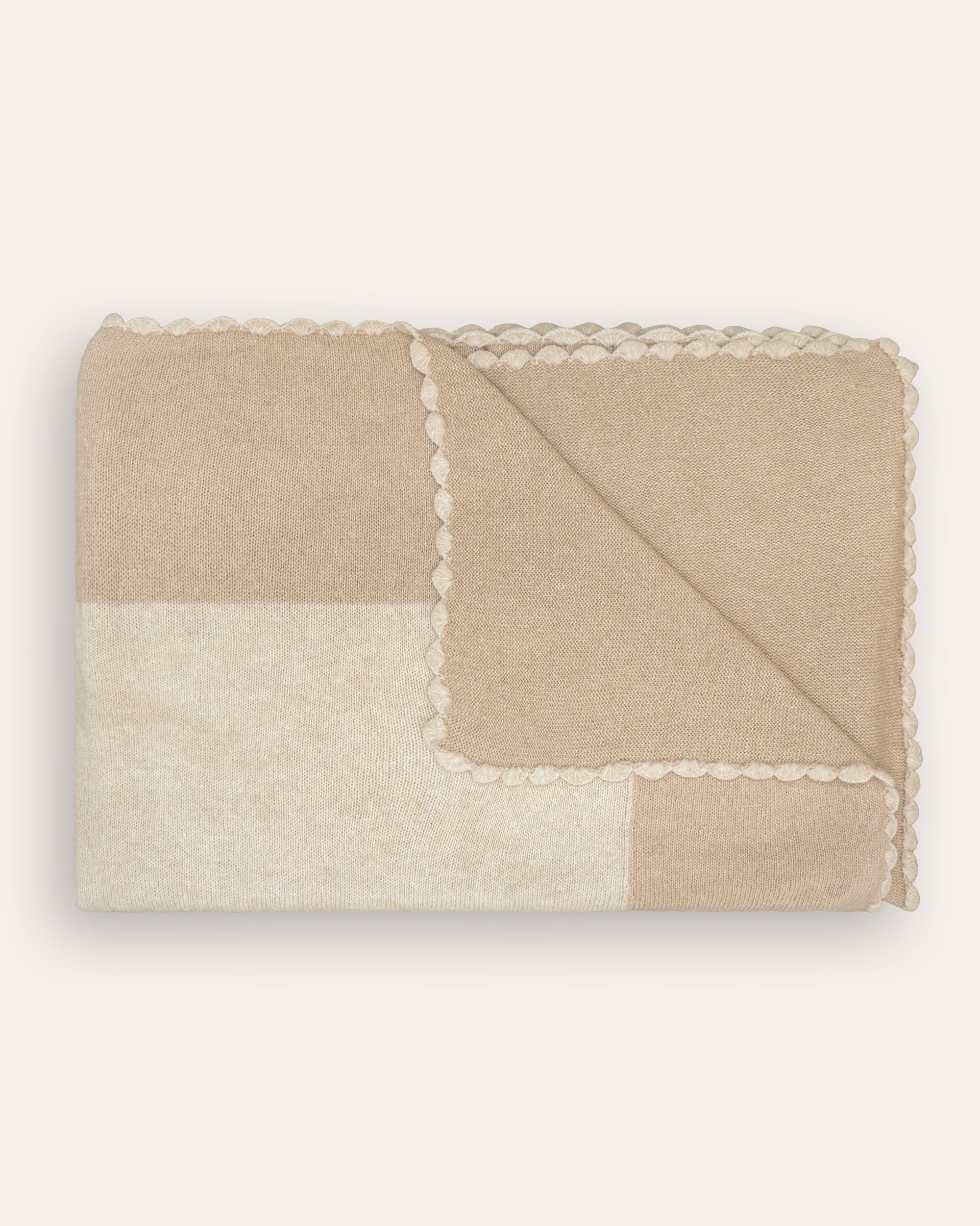 Bordered Knitted Throw - Taupe