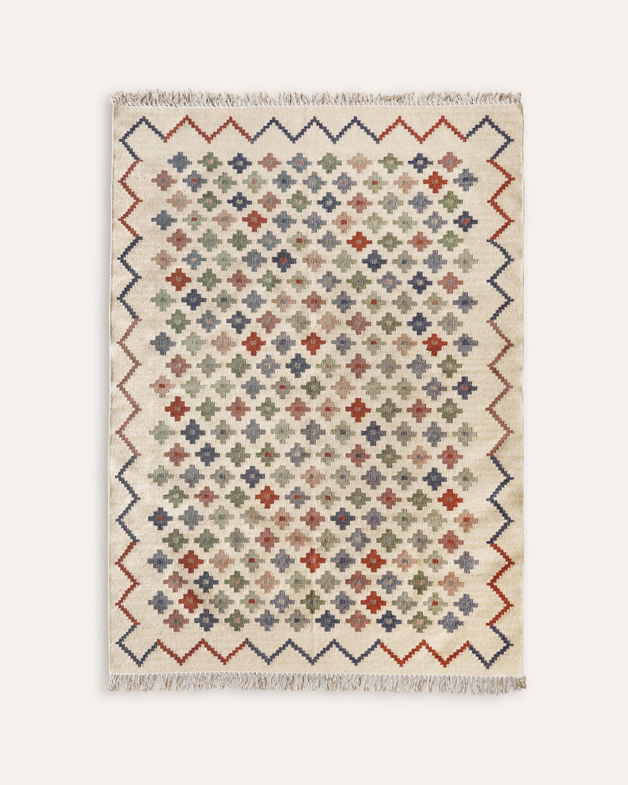 Ziggurat Kilim Rug - Dark Multicolour | Designed by Birdie Fortescue
