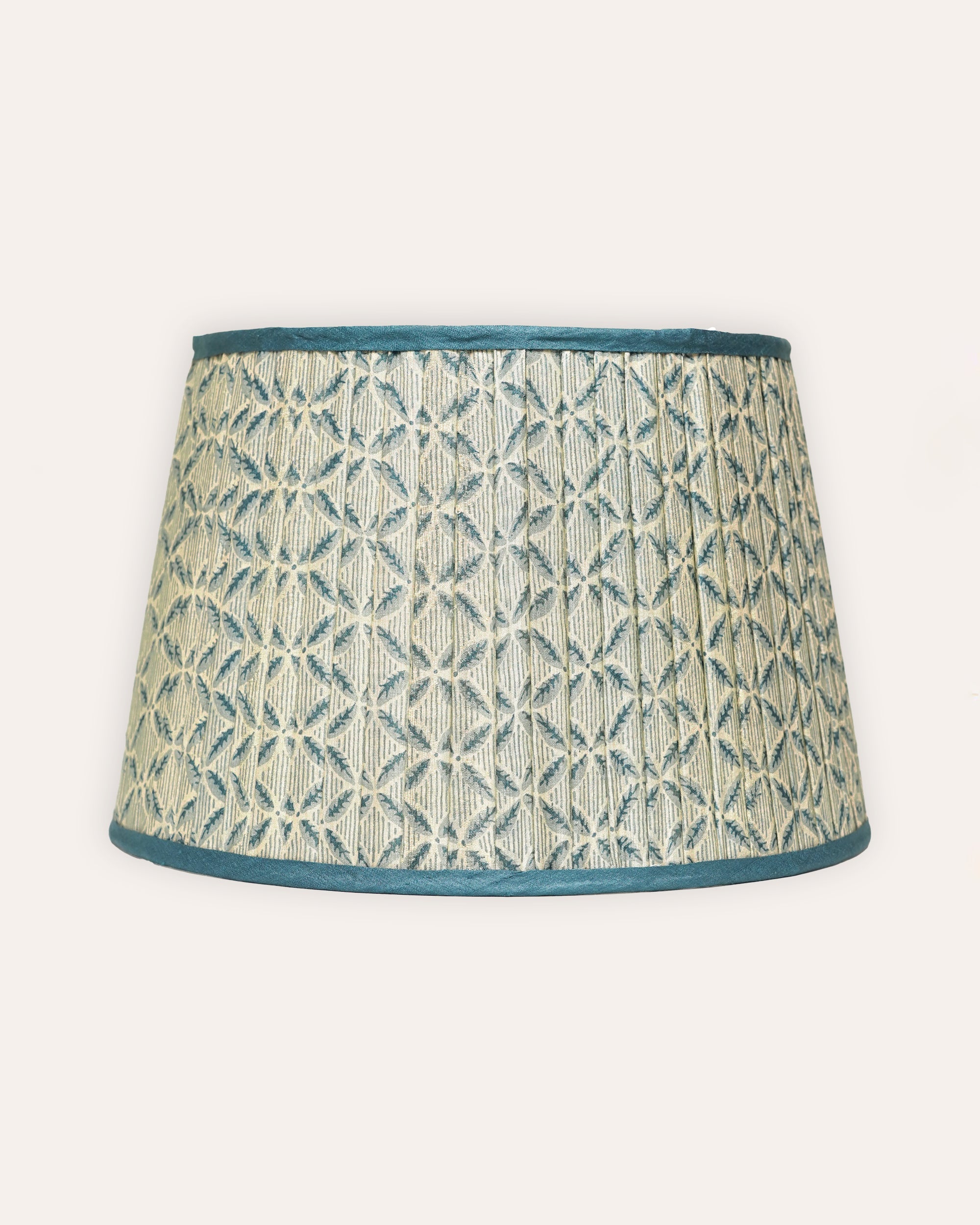 Trellis Pleated Silk Single Band Lampshade - Blue