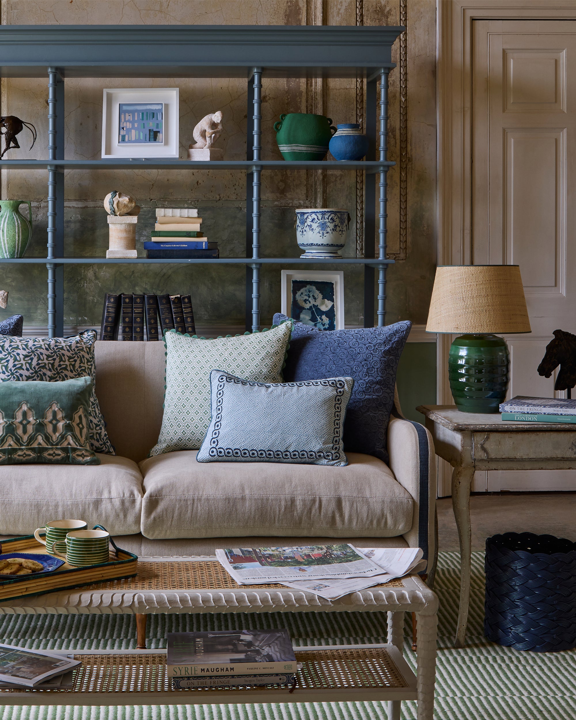 Seema Raffia Lampshade - Forest Green