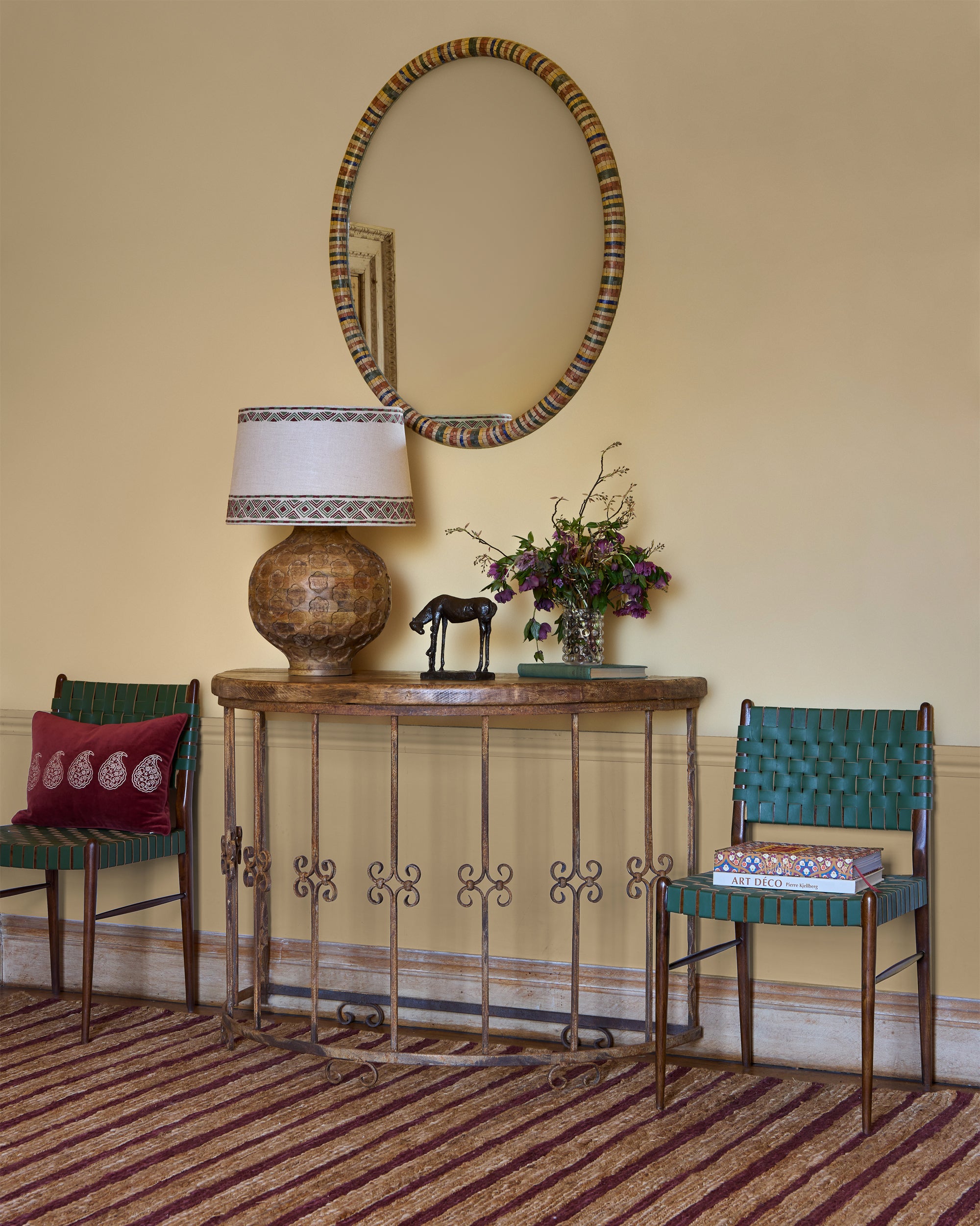 Woven Leather Dining Chair - Green