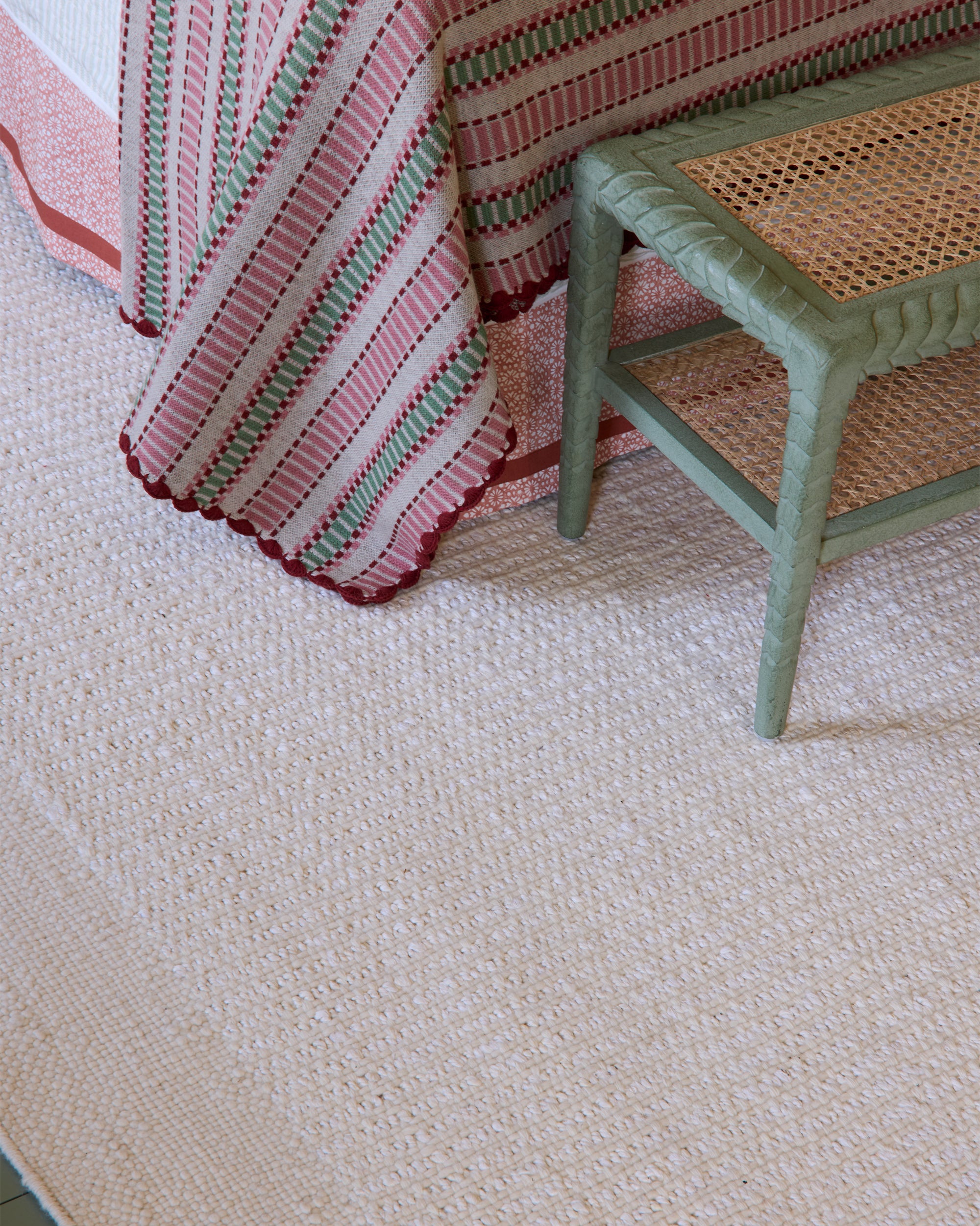 Striped Knitted Throw - Red & Green