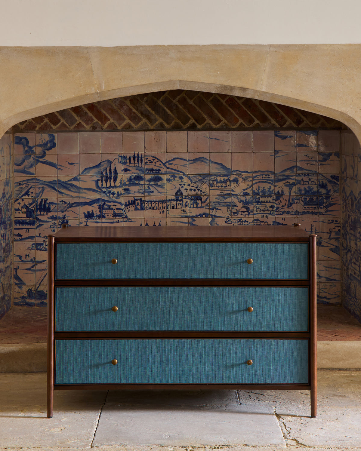 Hana Raffia Chest of Drawers - Blue