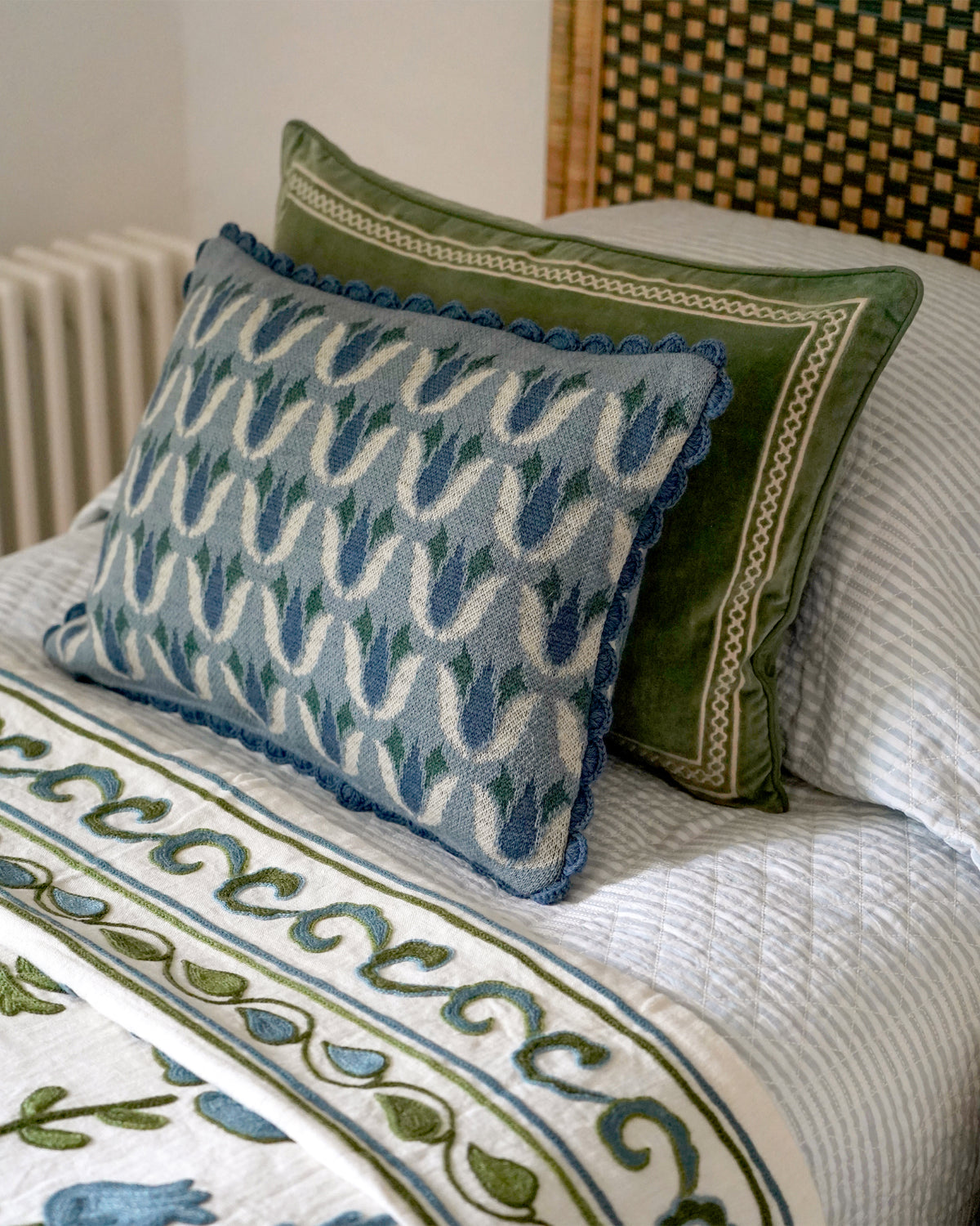Seshen Knitted Cushion Cover - Blue