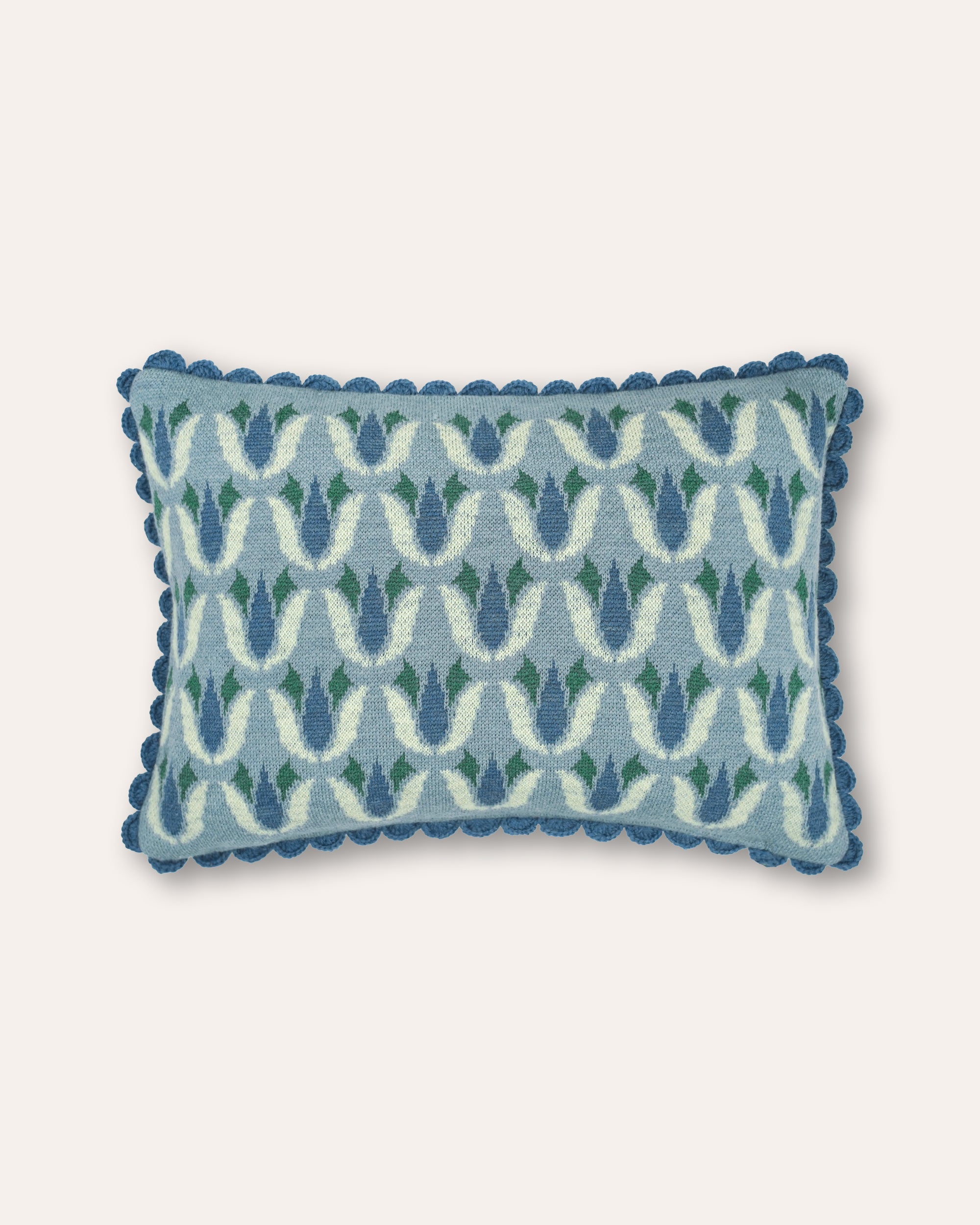 Seshen Knitted Cushion Blue