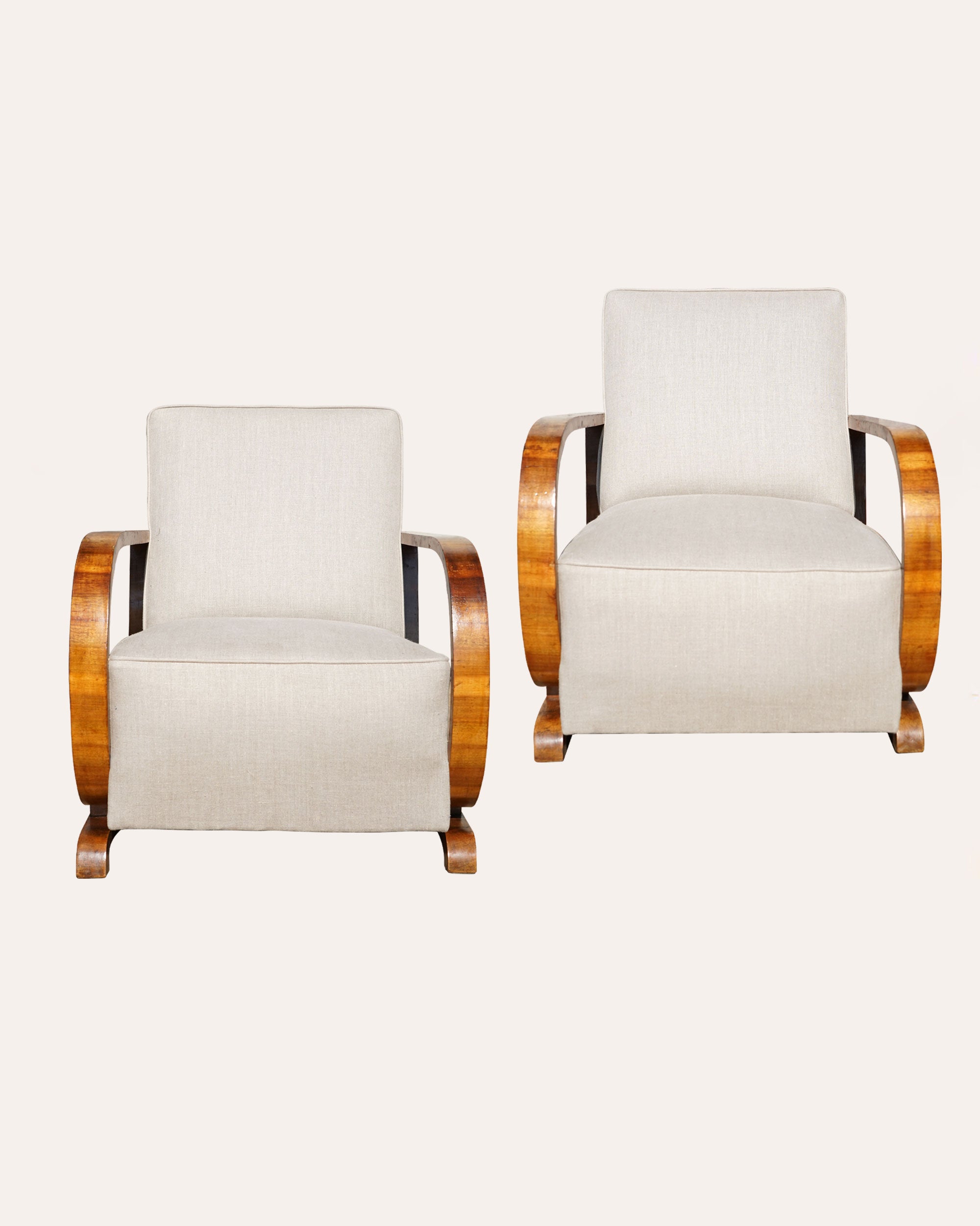 Pair of Continental Art Deco armchairs, c1920