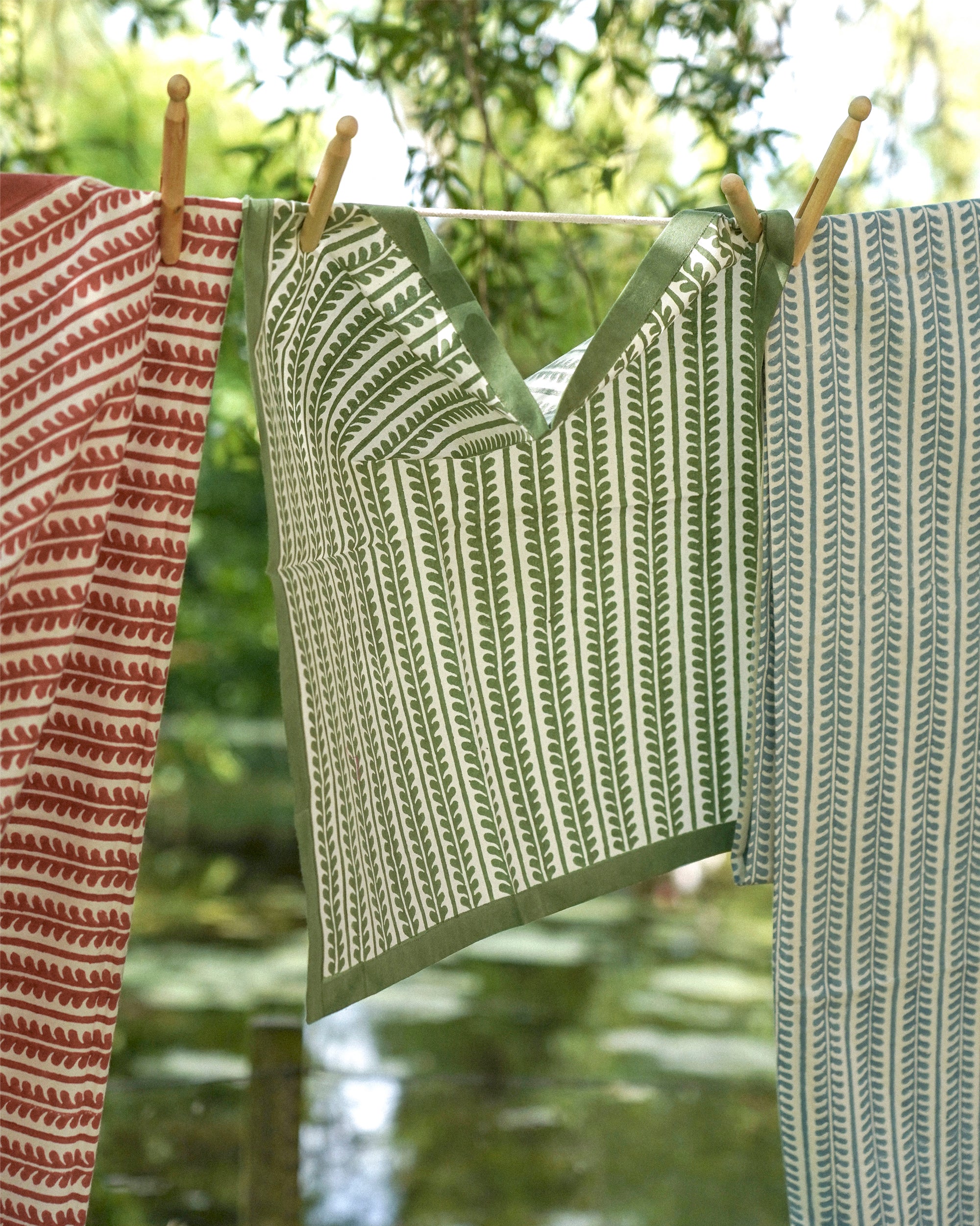 Bel napkin hanging on clothes line