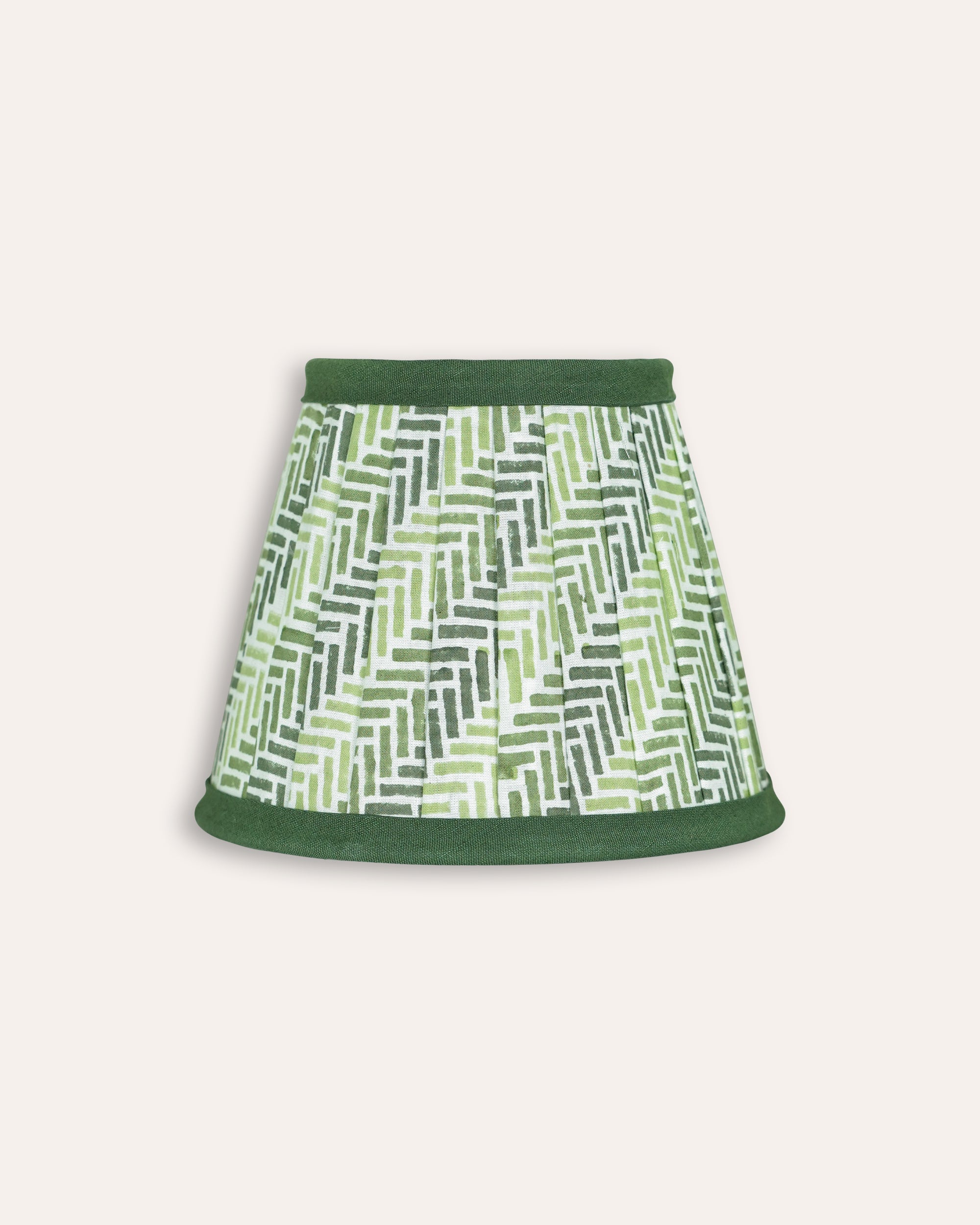 18cm Block Print Pleated Chevron Candle Lampshade - Green