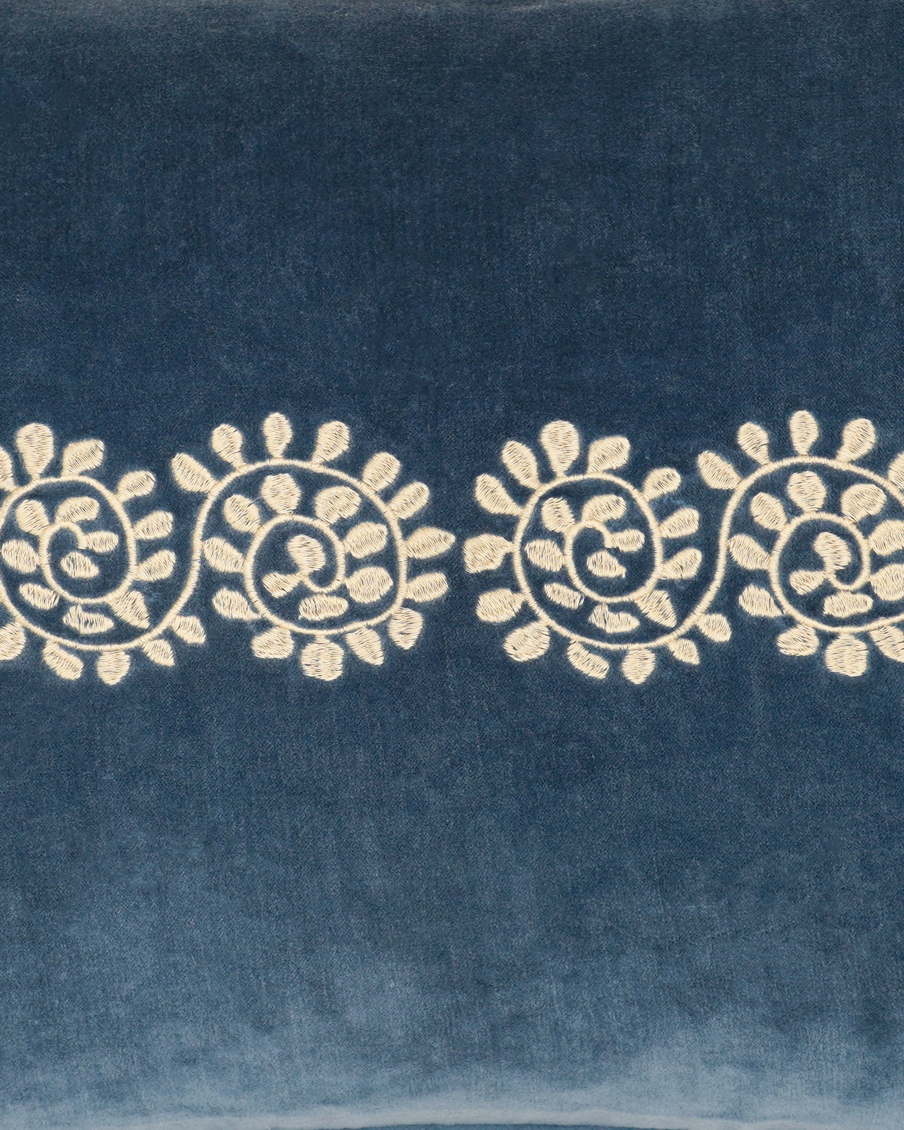 Cordoba Embroidered Velvet Cushion - Blue