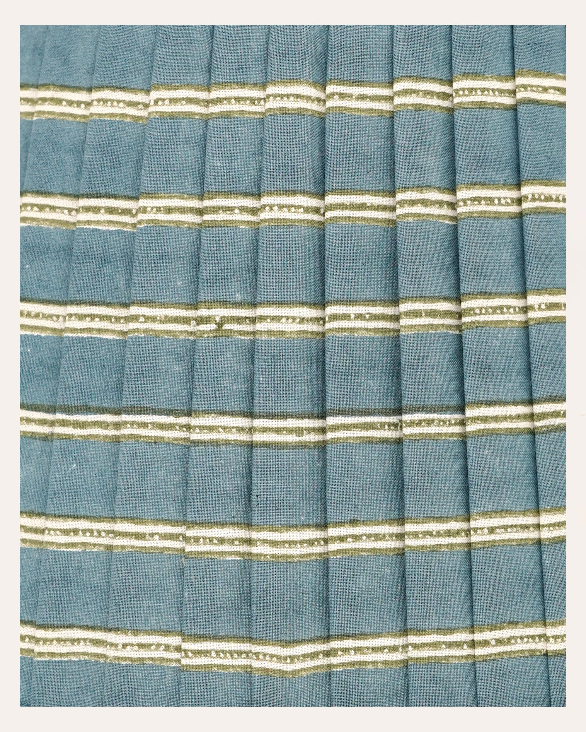 Edo Stripe Pleated Lampshade - Blue and Sage Green