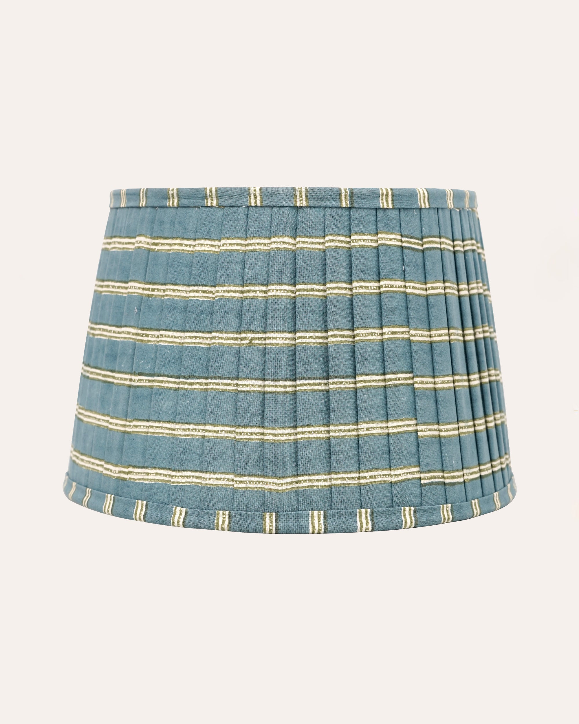 Edo Stripe Pleated Lampshade - Blue and Sage Green