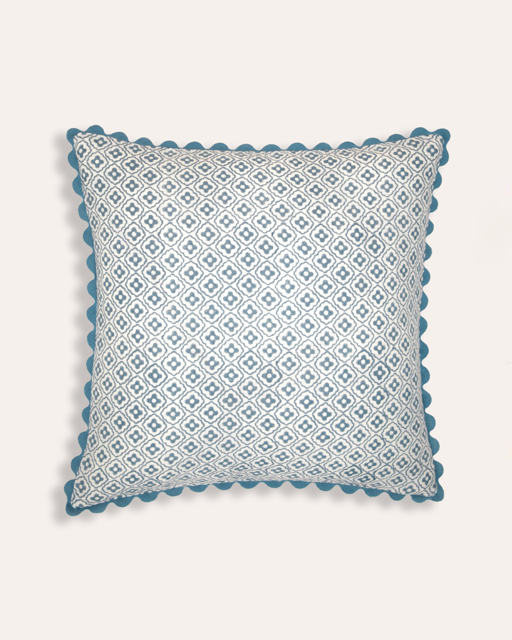 Finestra Block Print Cushion Blue Birdie Fortescue