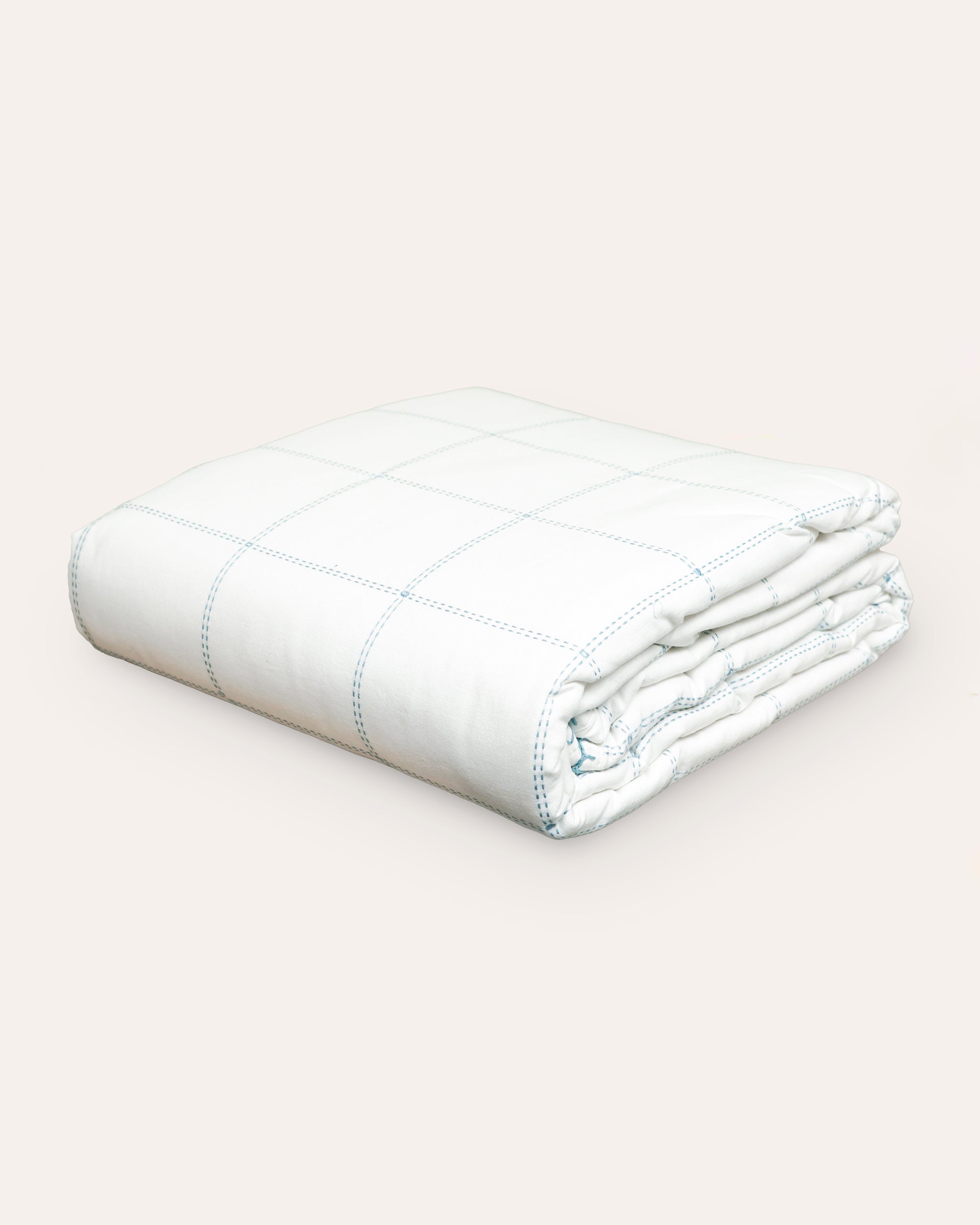 Quilted Squares Bedspread - Blue