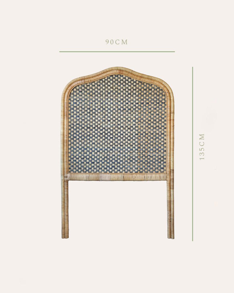 Single Rattan Headboard - Blue