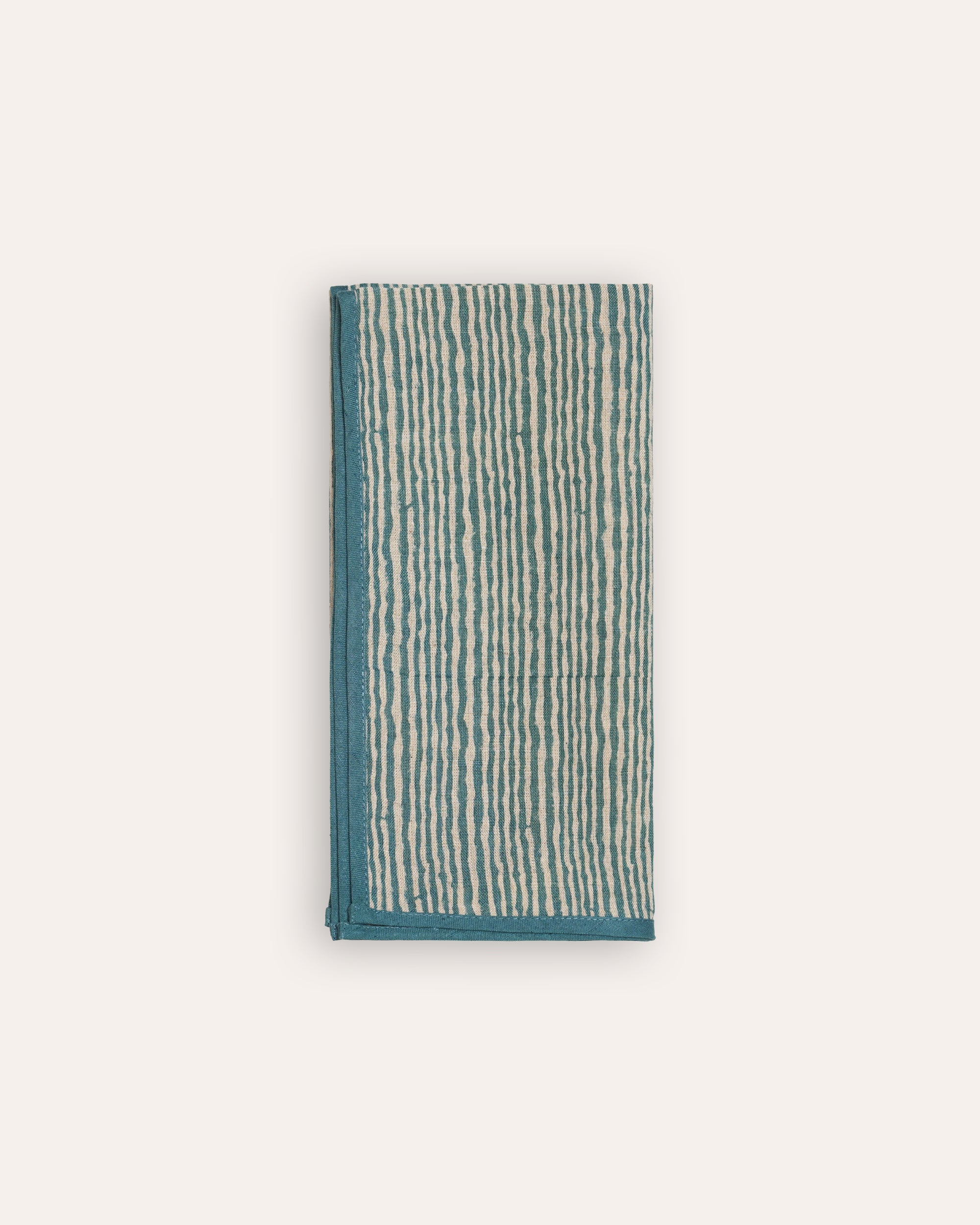 Set of 4 Pratham Stripe Linen Napkins - Blue