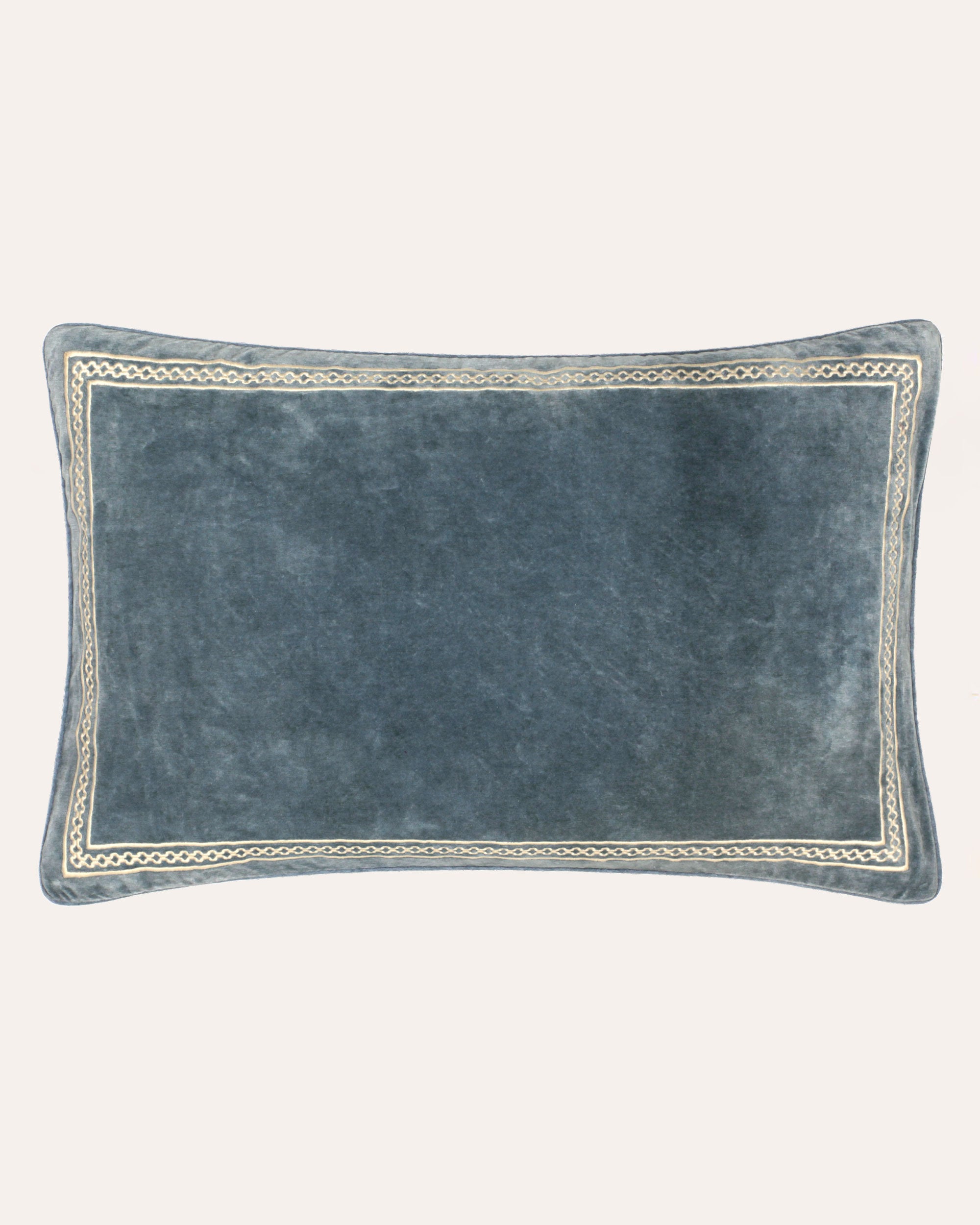 Shisho Embroidered Velvet Cushion - Indigo Blue