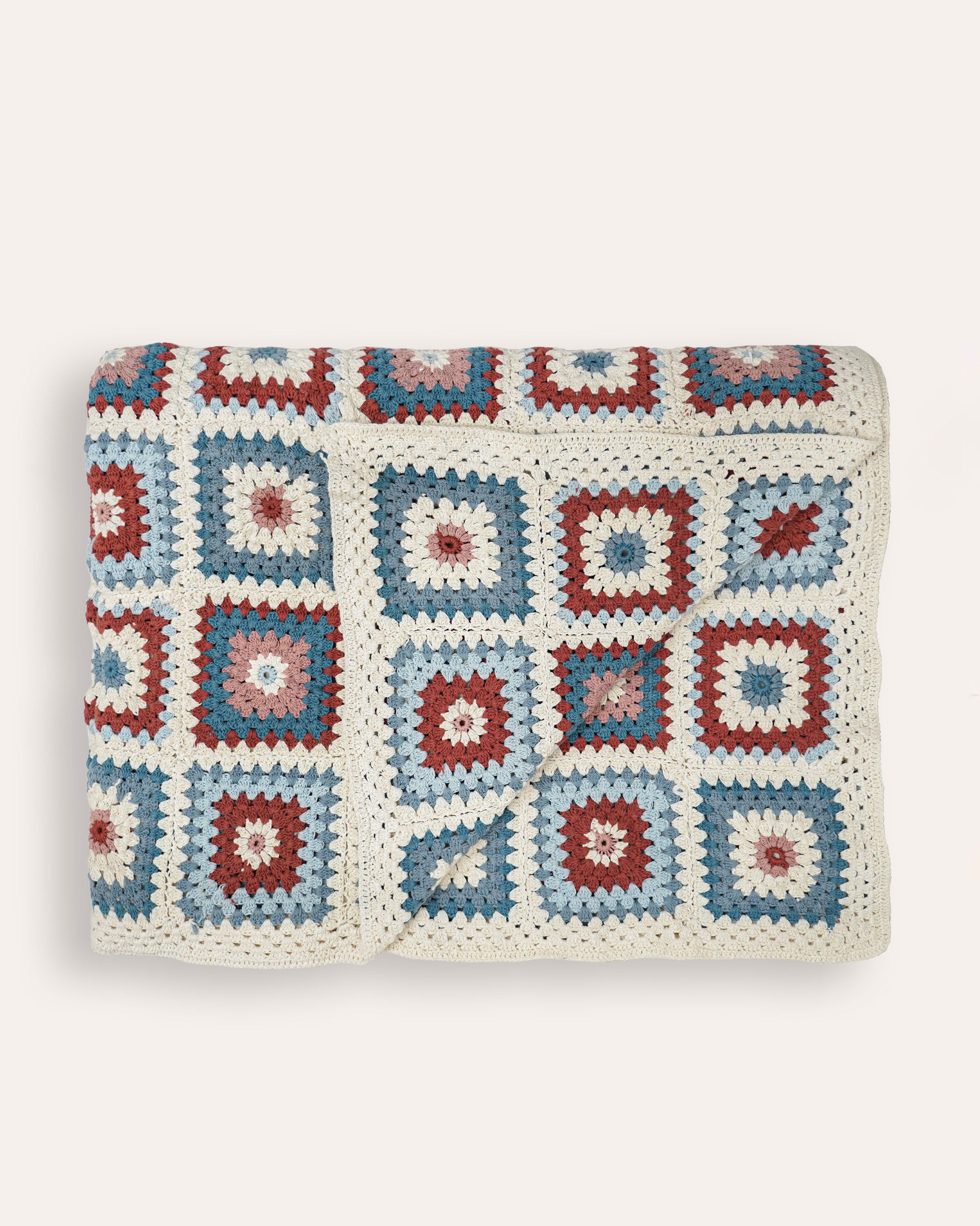 Crochet Throw - Blue and Pink