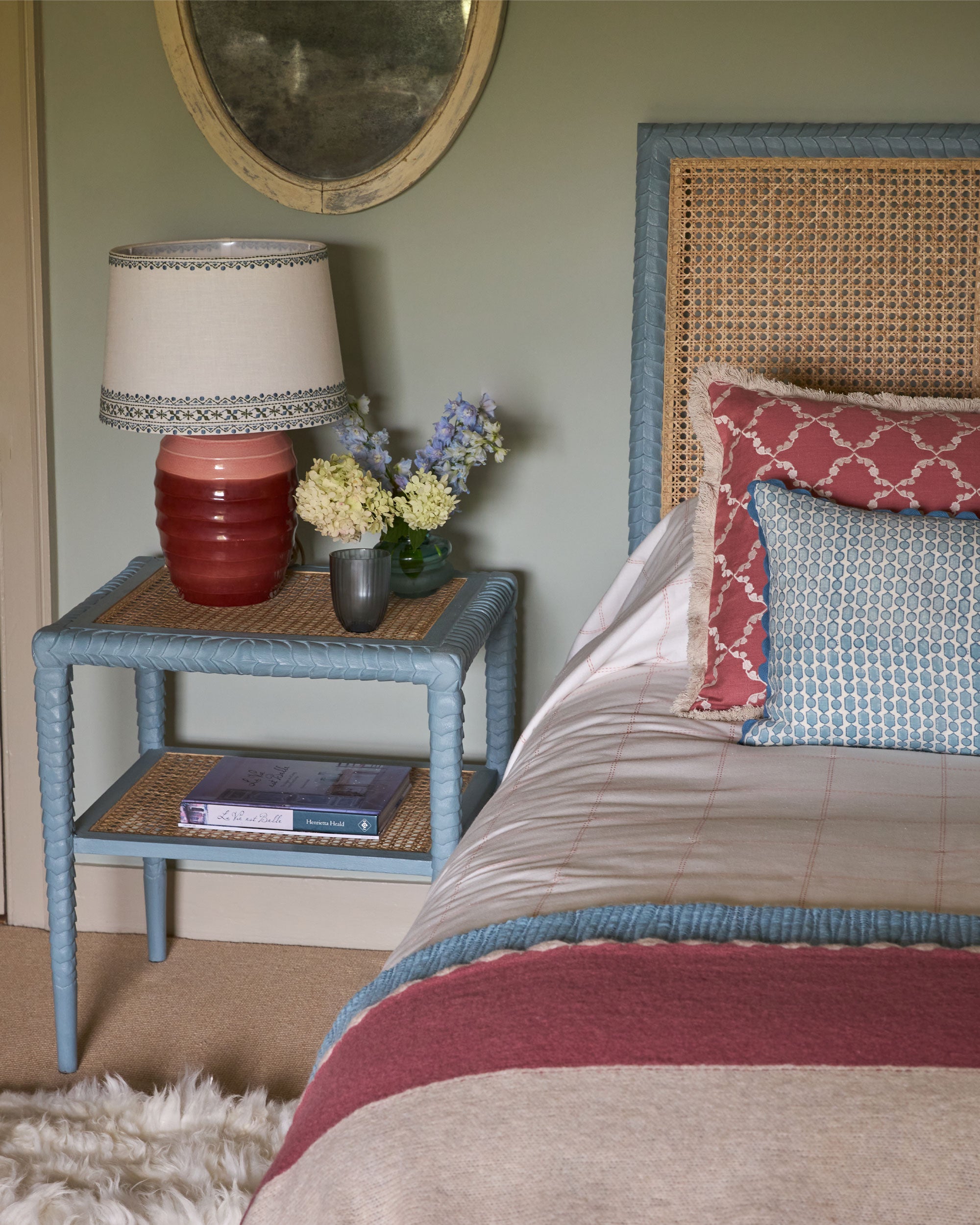 Bordado Embroidered Lampshade - Blue