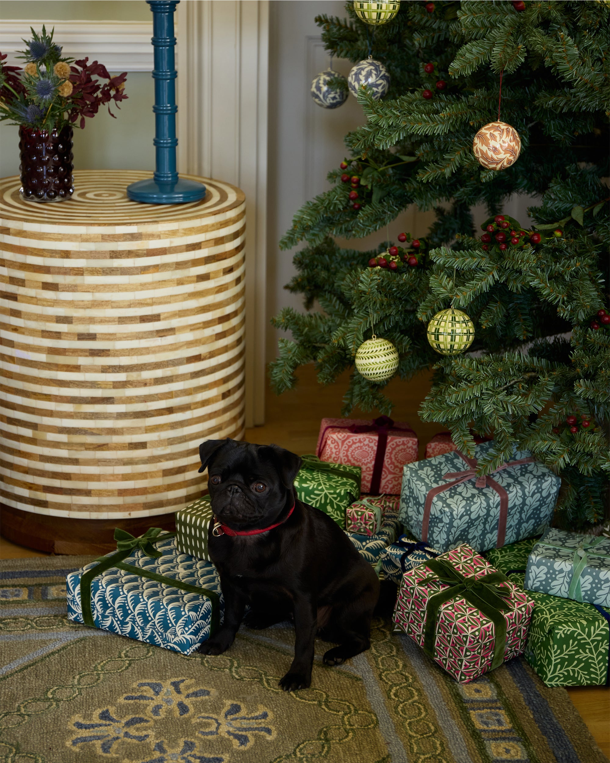 Havana Stripe Bone Inlay Side Table