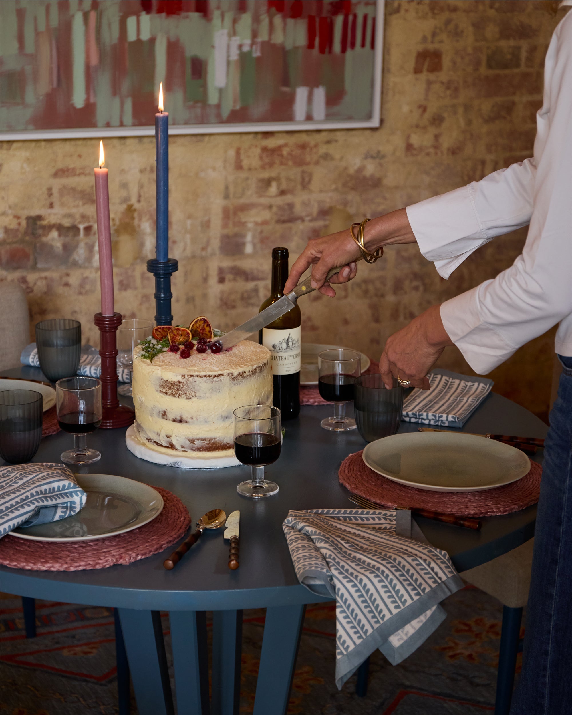 Bel Napkins, Set Of Four - Blue