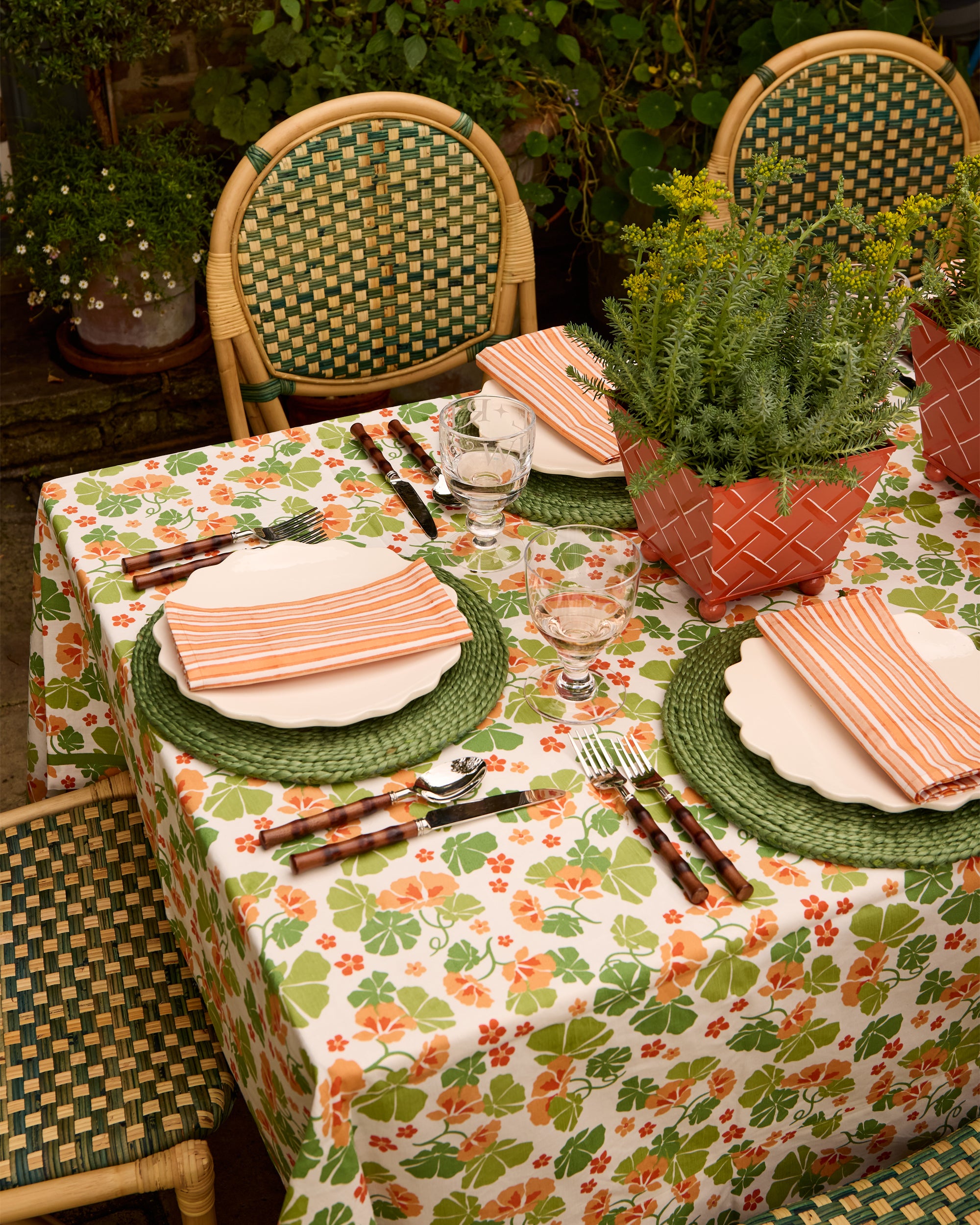 Sunset Stripe Napkin - Set of Four (Orange & Pink)