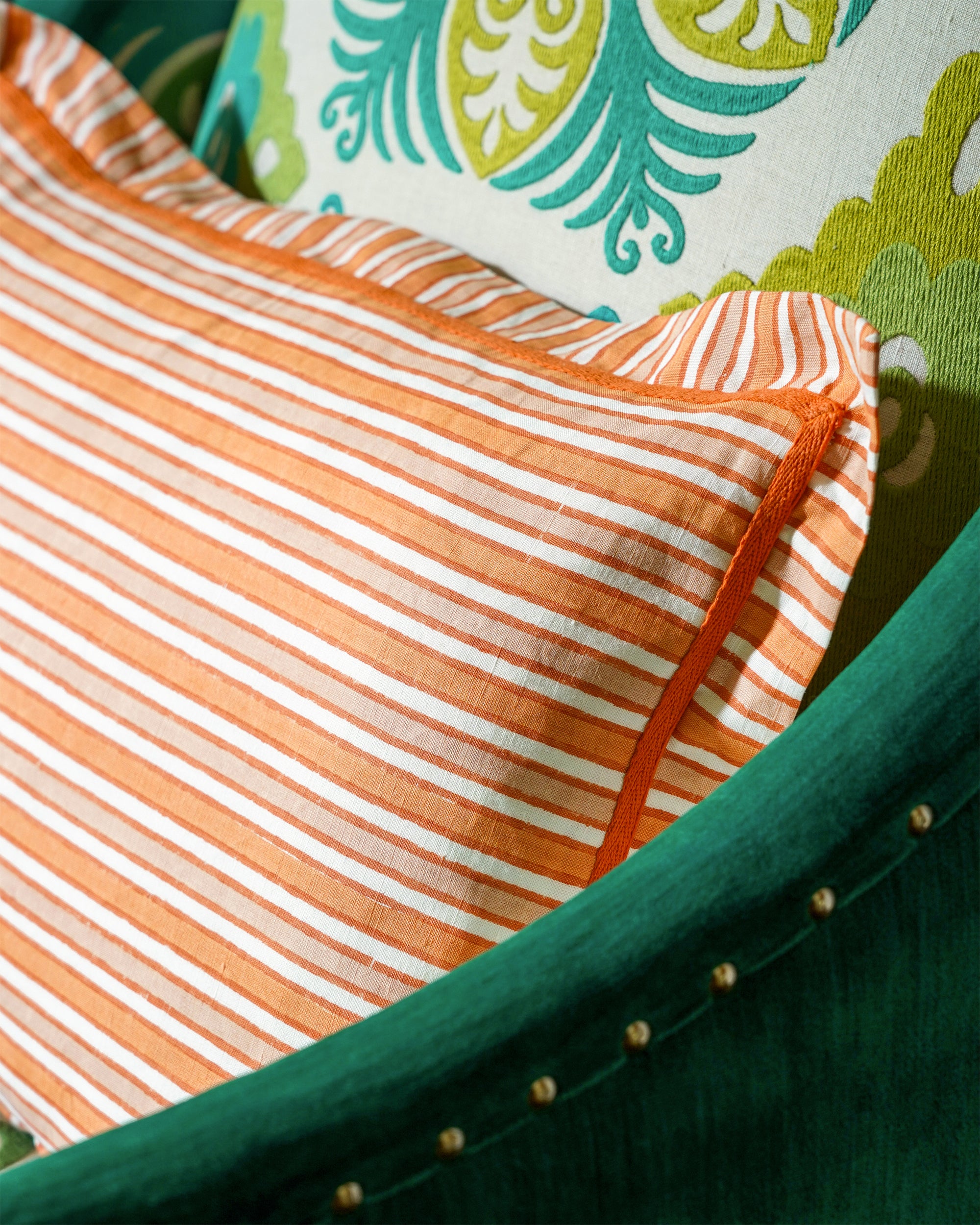 Sunset Stripe Cushion - Mandarin & Pink