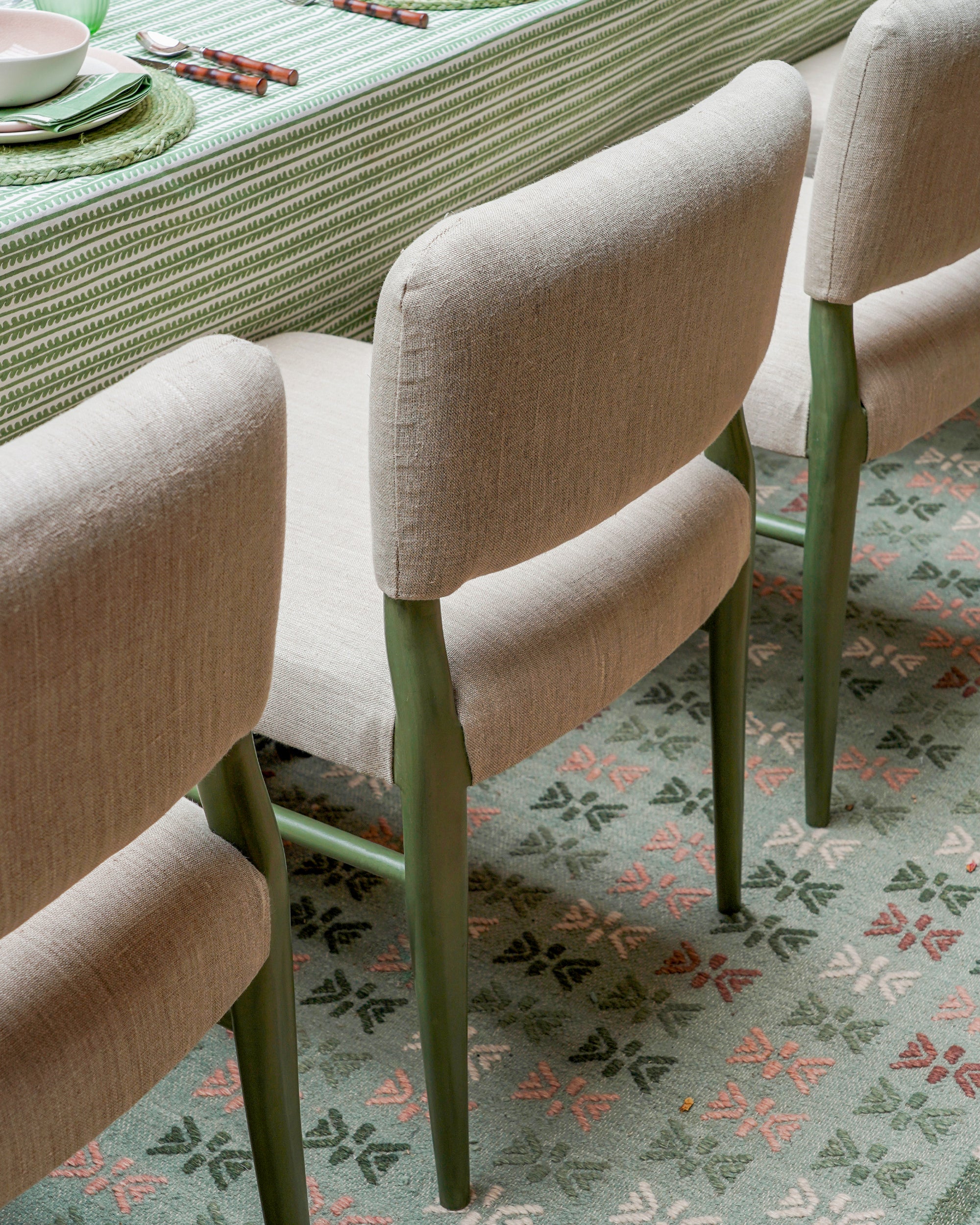 Wensum Dining Chairs - Green/Natural
