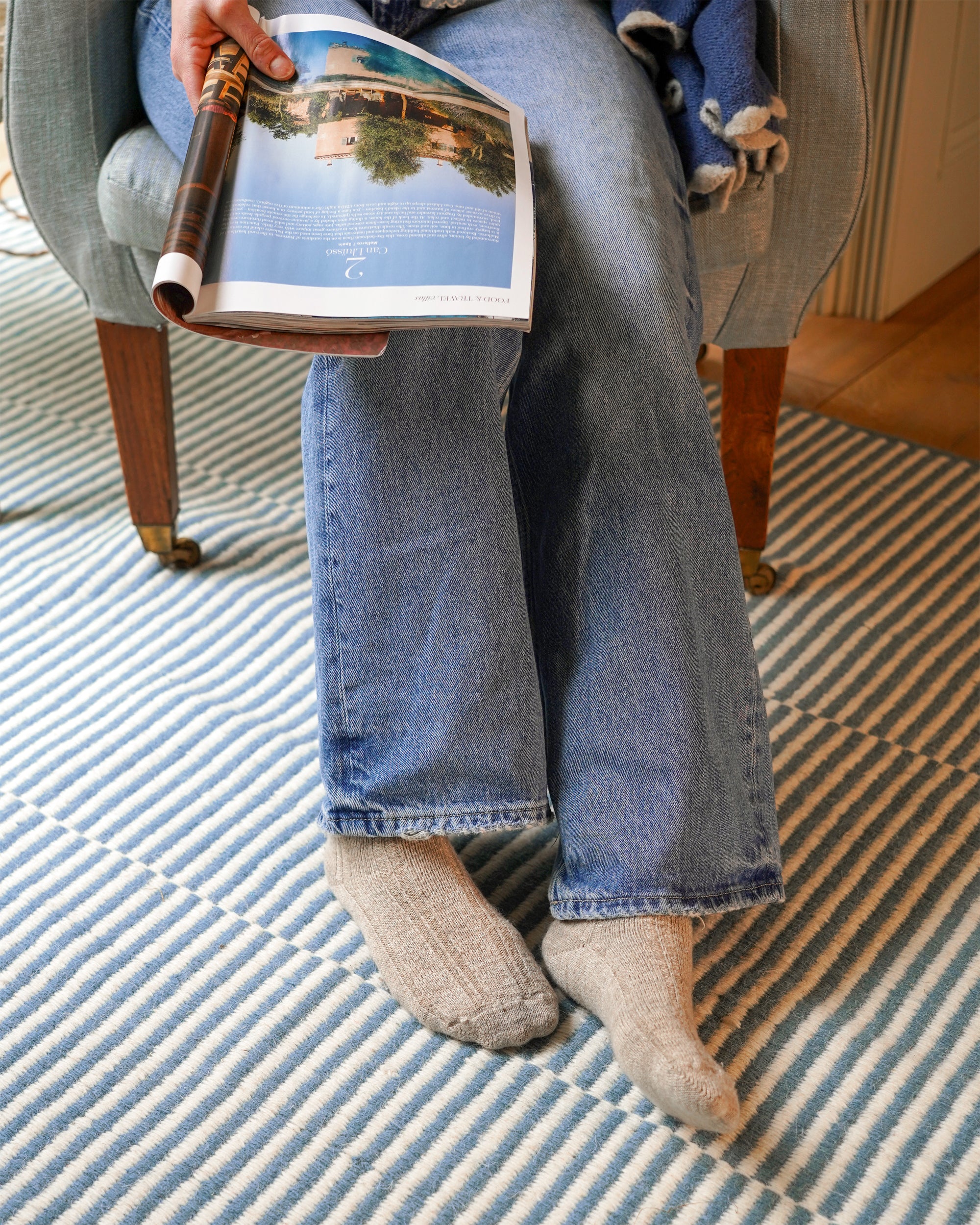 Striped Panel Rug - Blue