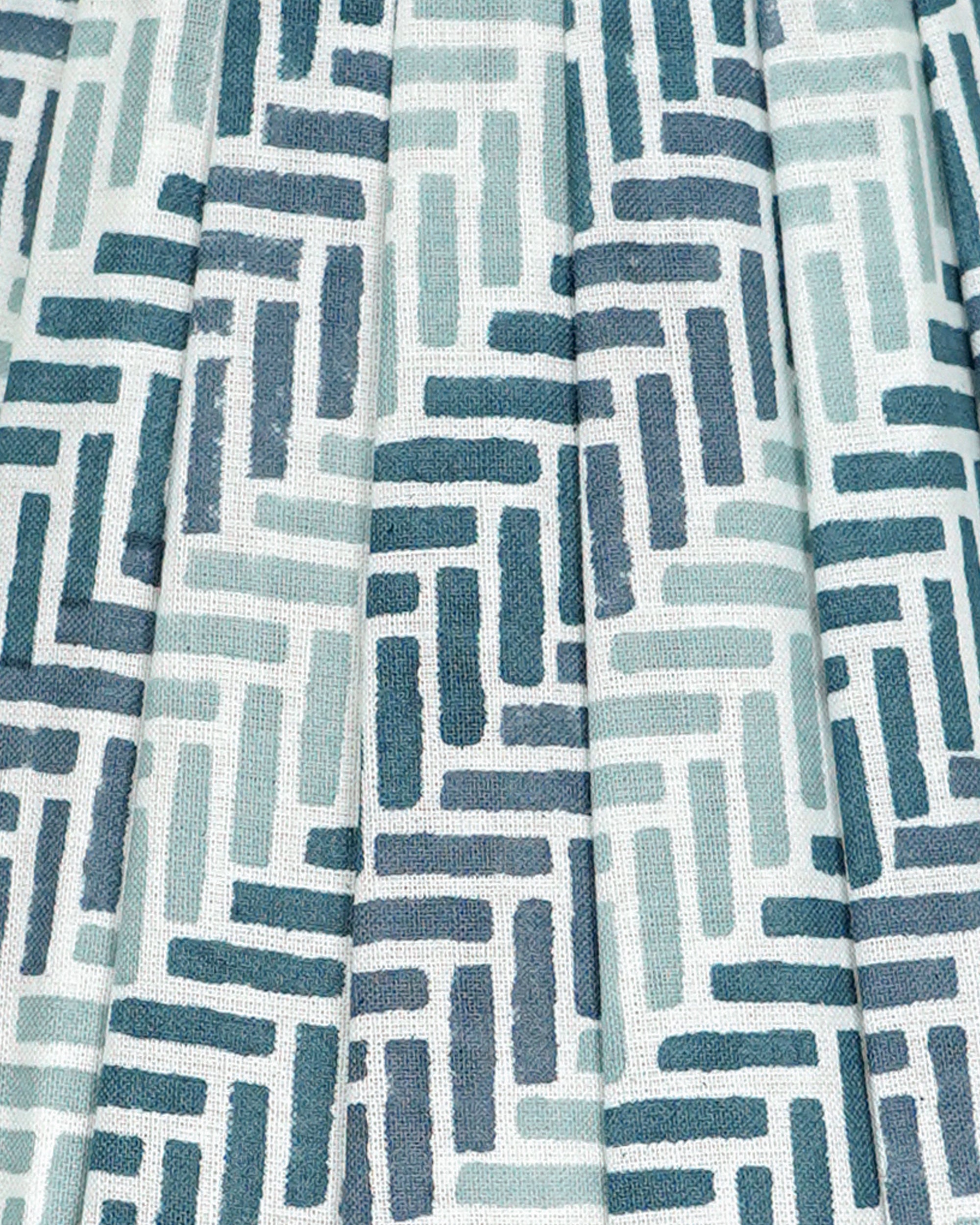 18cm Block Print Pleated Chevron Candle Lampshade - Blue
