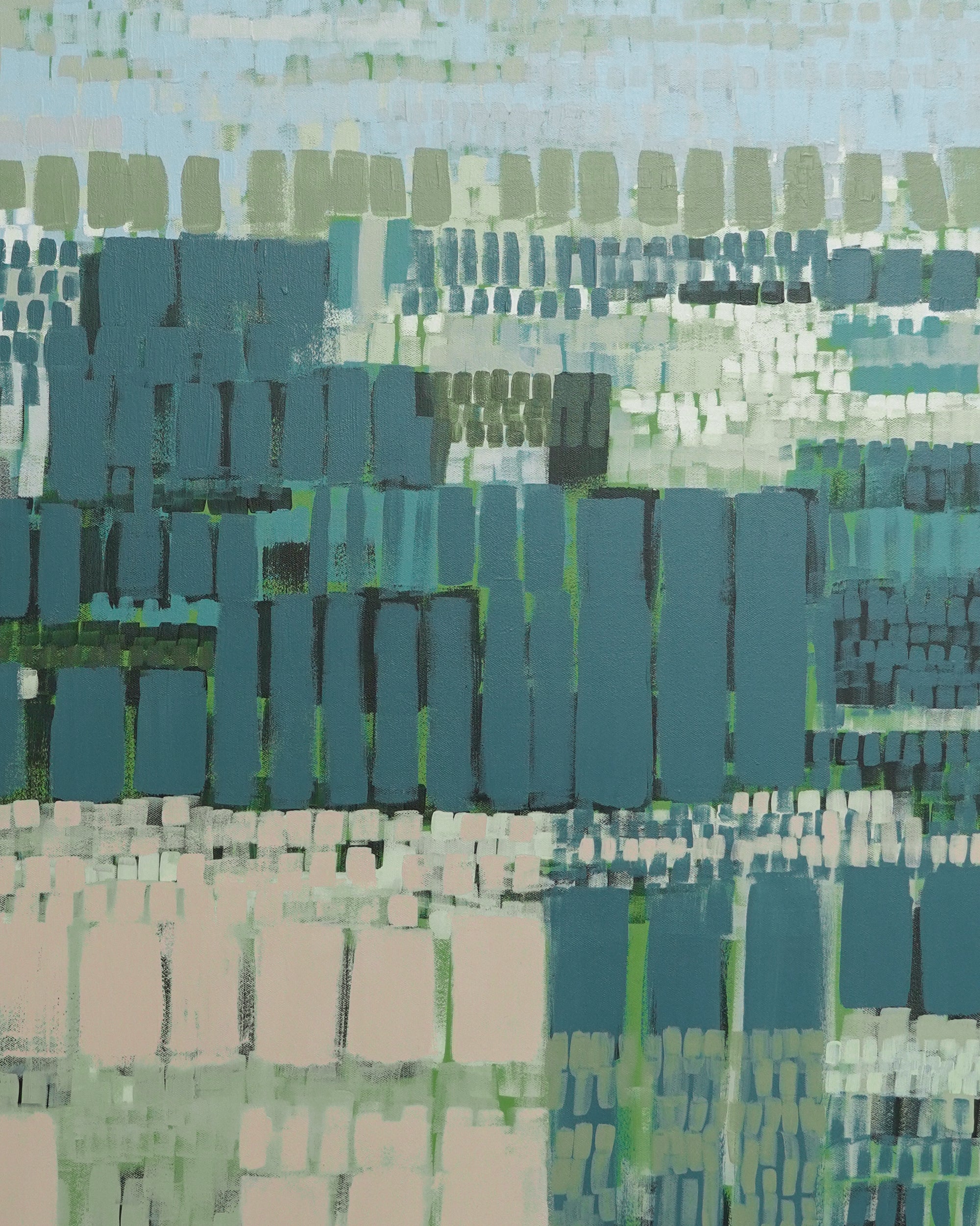 Abstract pattern with blue, green, and beige colors