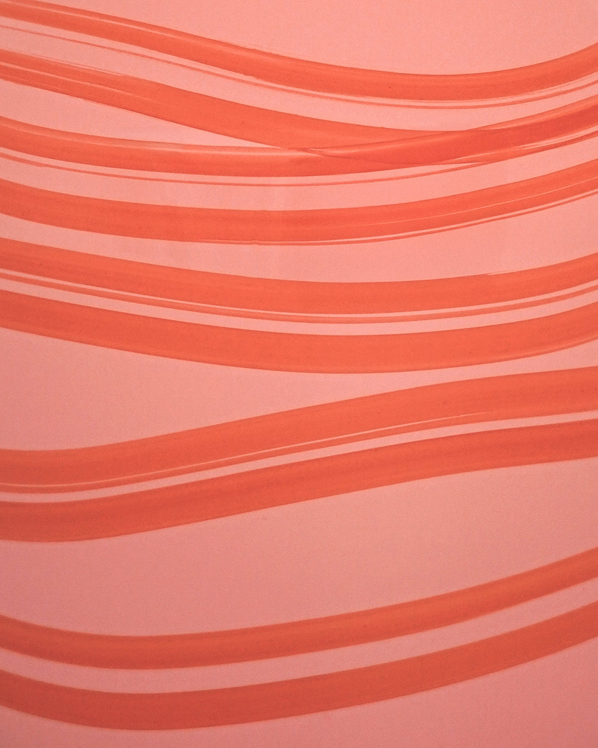 Close up detail image of the orange and pink Maypole vase