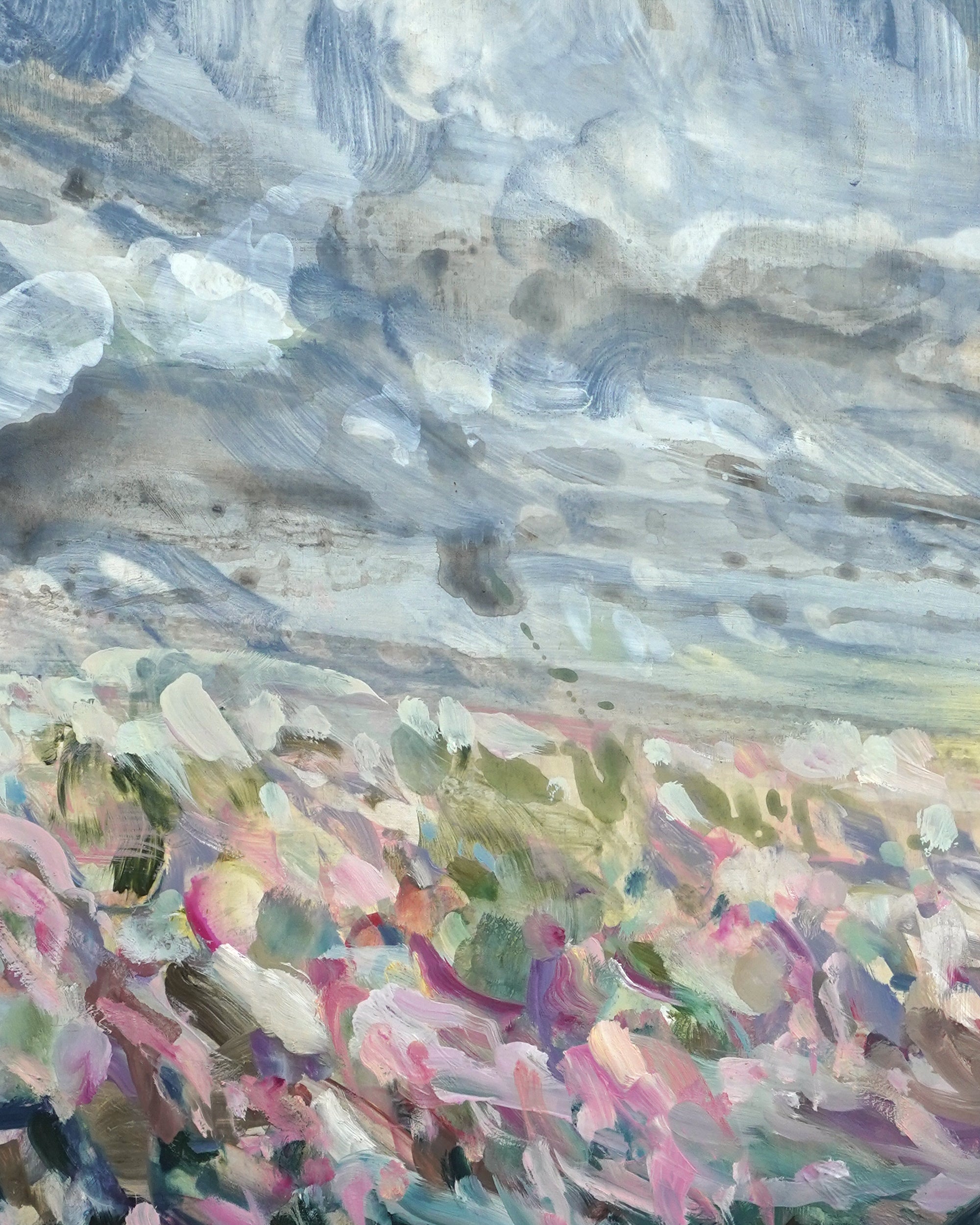 Abstract painting with a mix of colors and textures