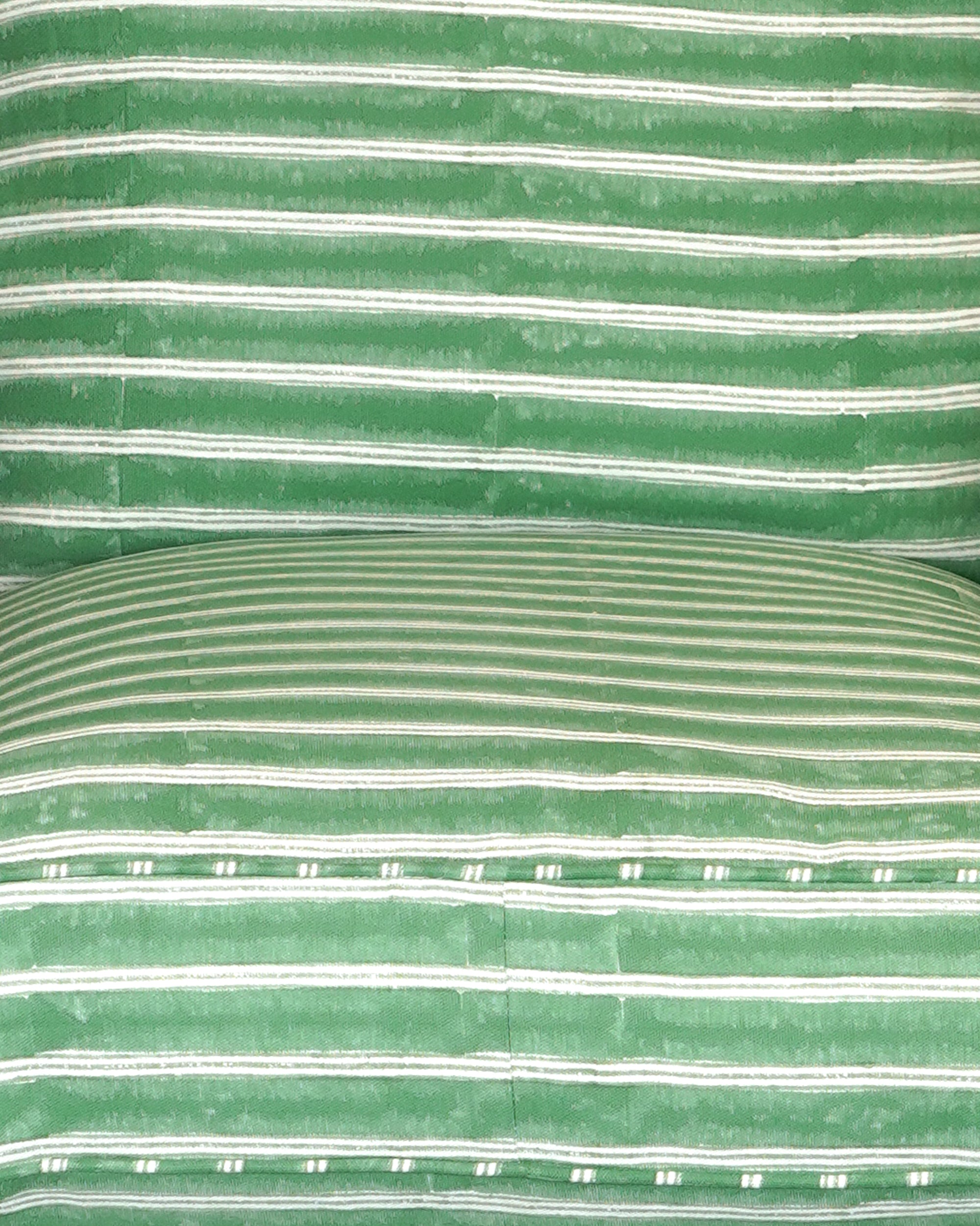 Close-up of green fabric with white stripes