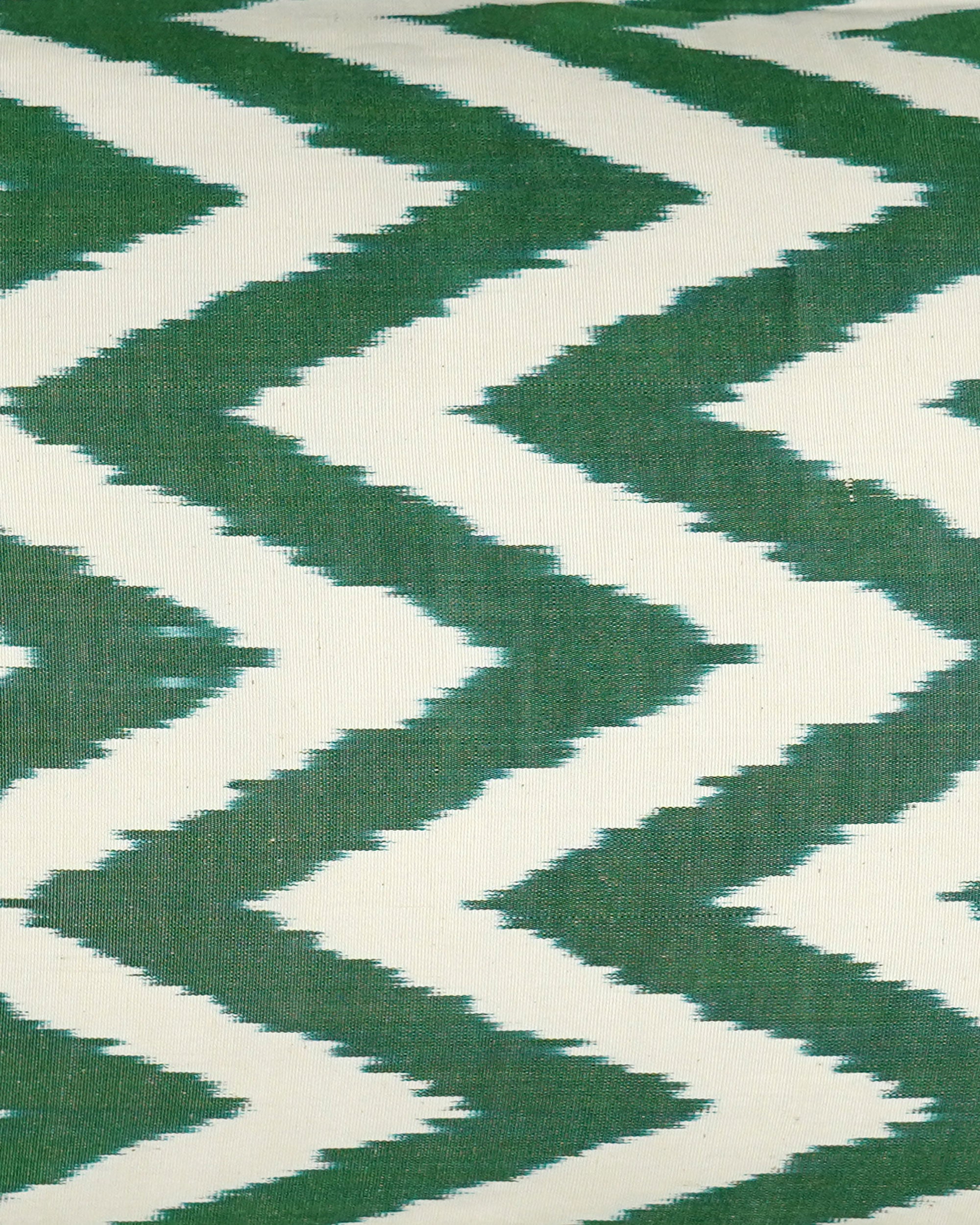 Silk Ikat Cushion - Green Chevron