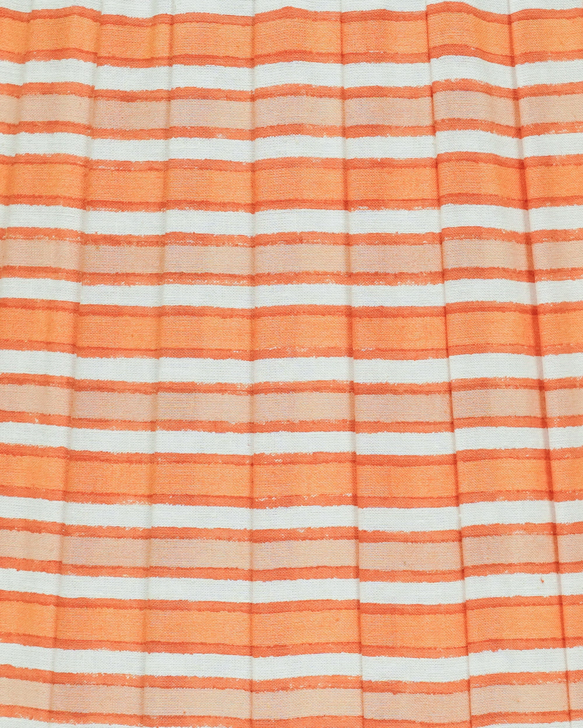 Close up detail image of the orange Mandarin and pink sunset striped lampshade