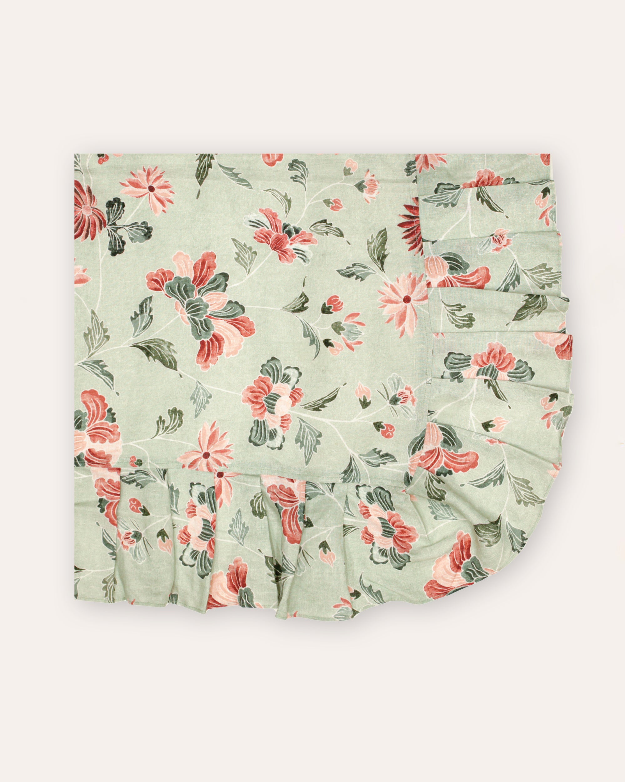 Peony Tablecloth - Celadon Green & Pink