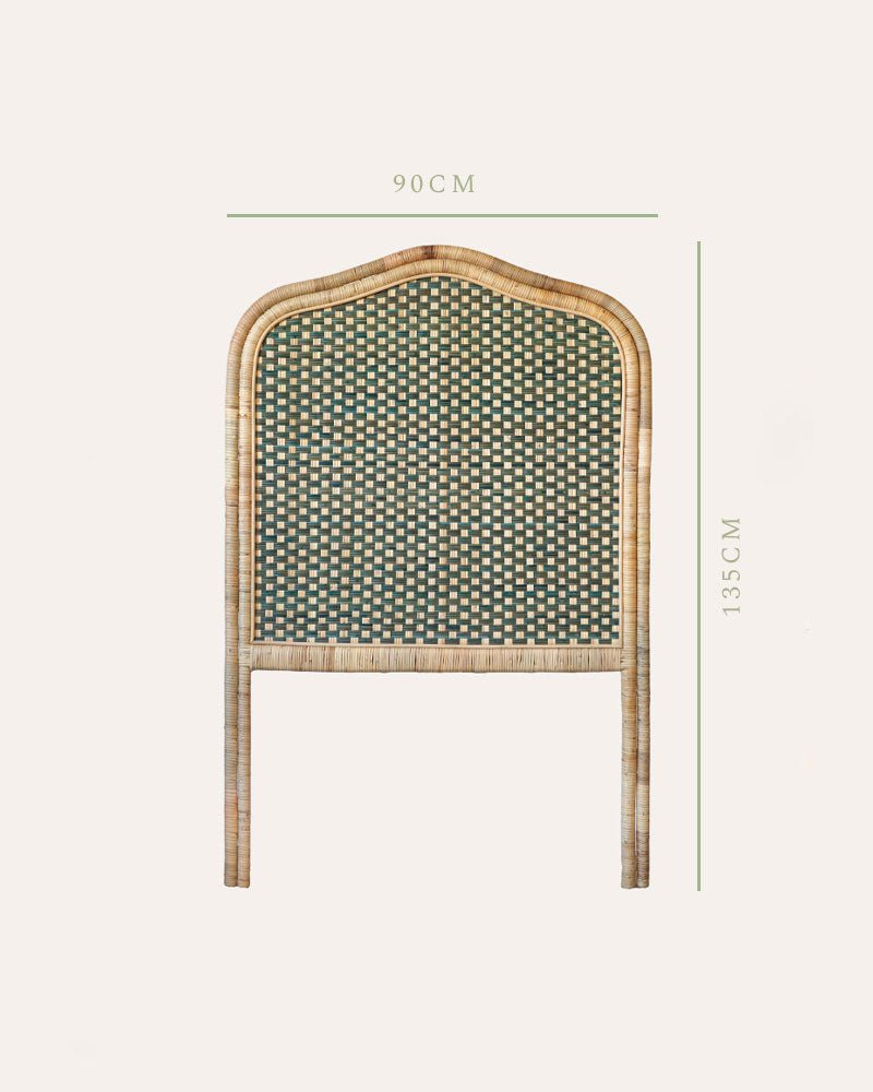 Single Rattan Headboard - Green