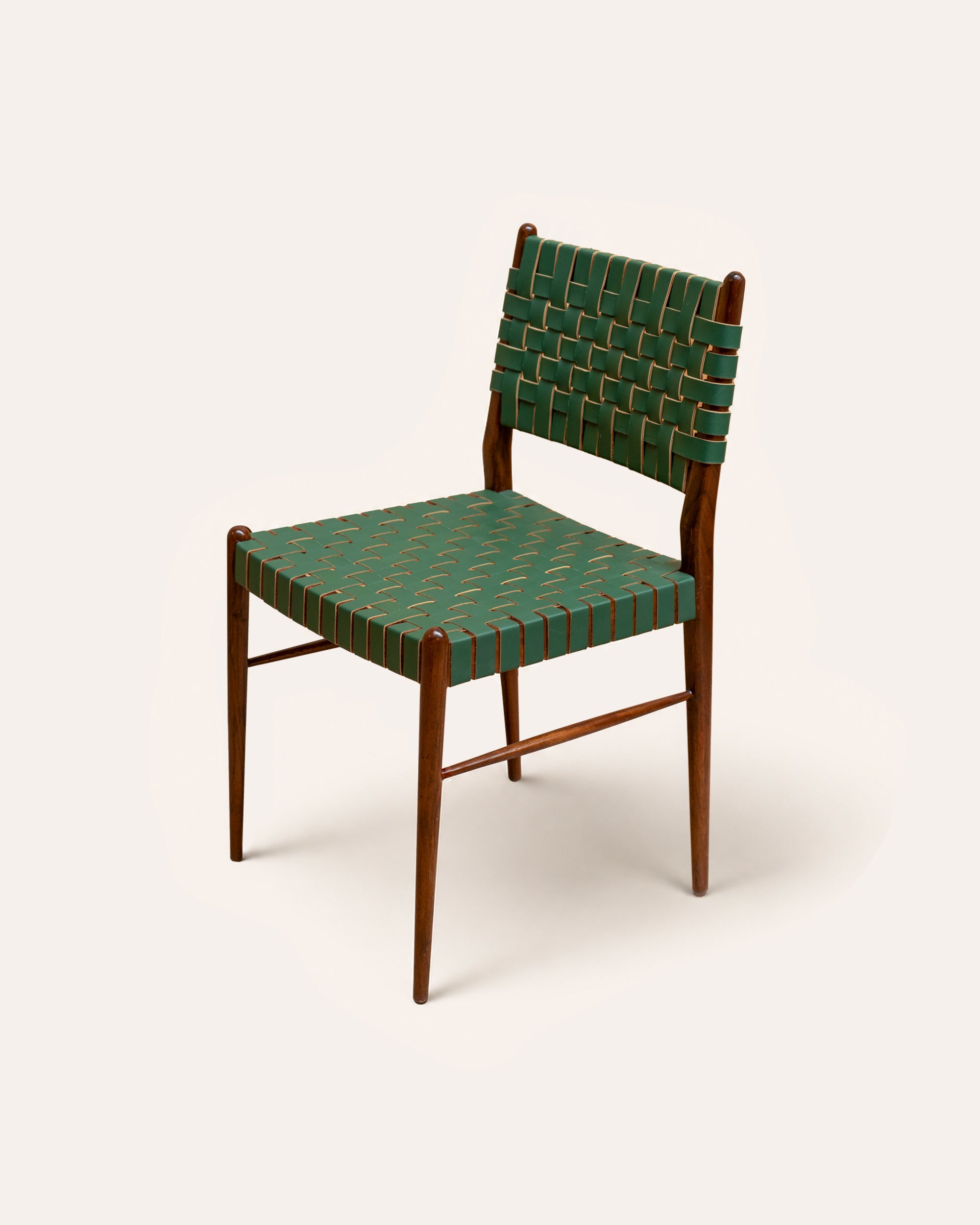 Woven Leather Dining Chair - Green