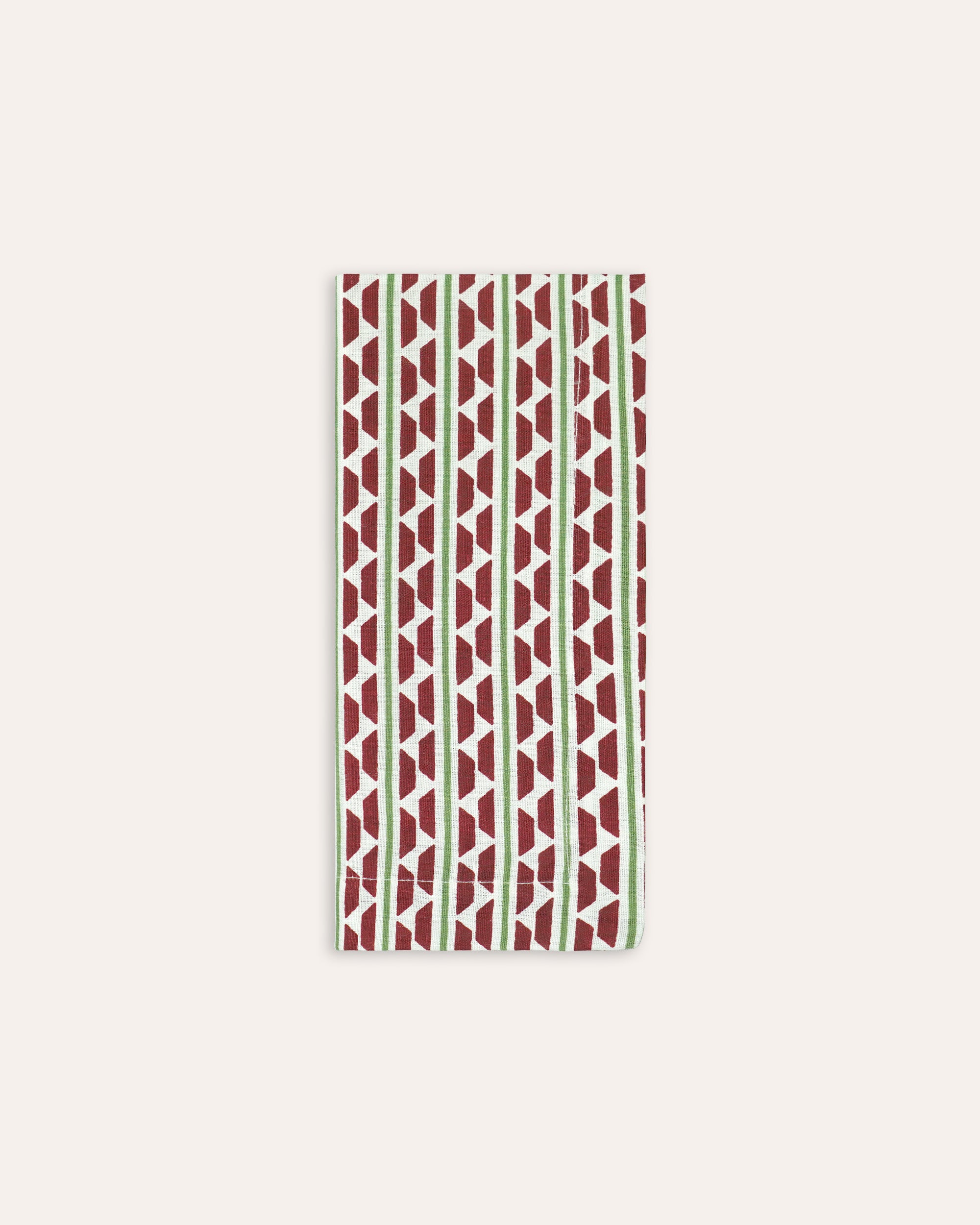 Ladder Stripe Napkin: Set of 4 - Red & Green