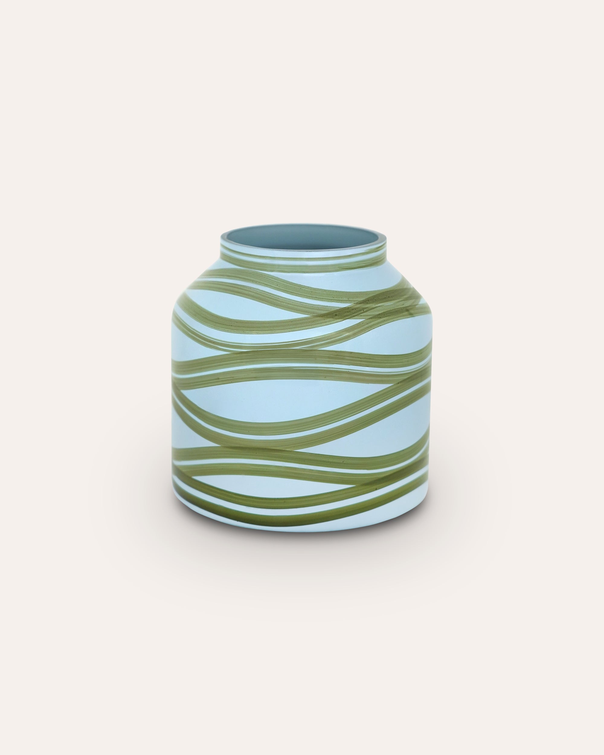 Light blue and green wavy patterned glass Maypole vase - Butter Wakefield - The Nasturtium Collection