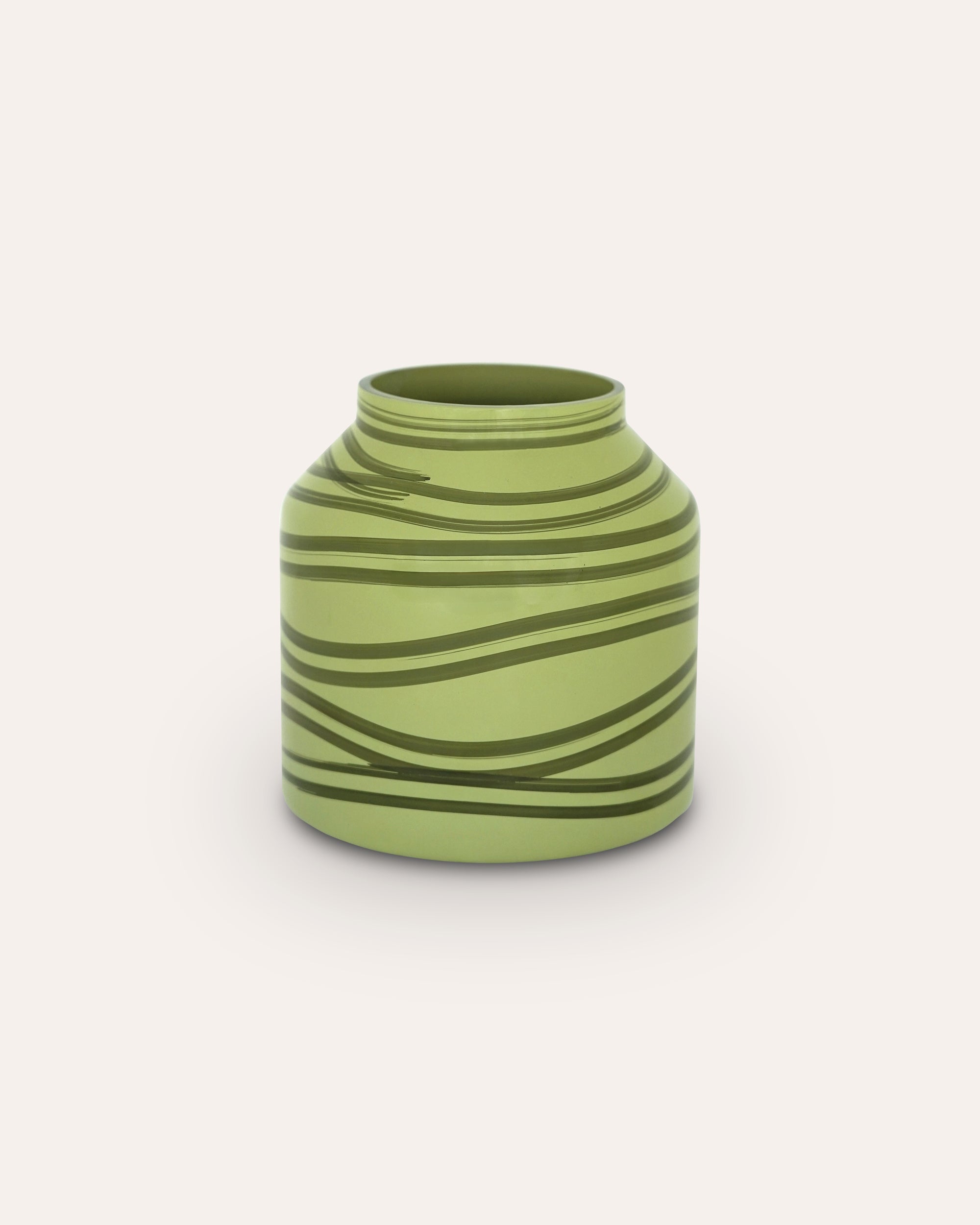 Light and dark green wavy patterned glass vase - Butter Wakefield - The Nasturtium Collection