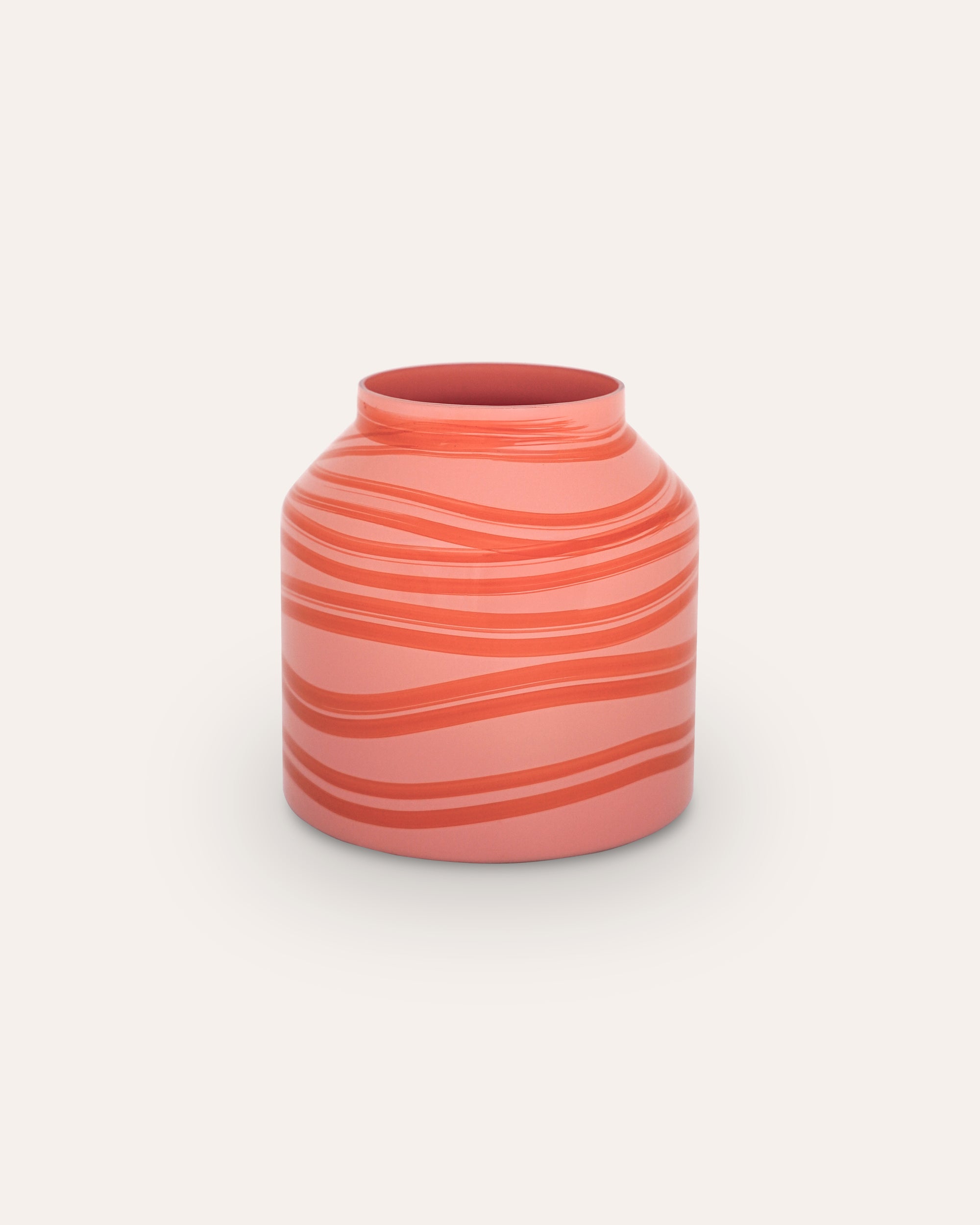 Orange and pink Maypole vase in a wavy geometric pattern - Butter Wakefield - The Nasturtium Collection