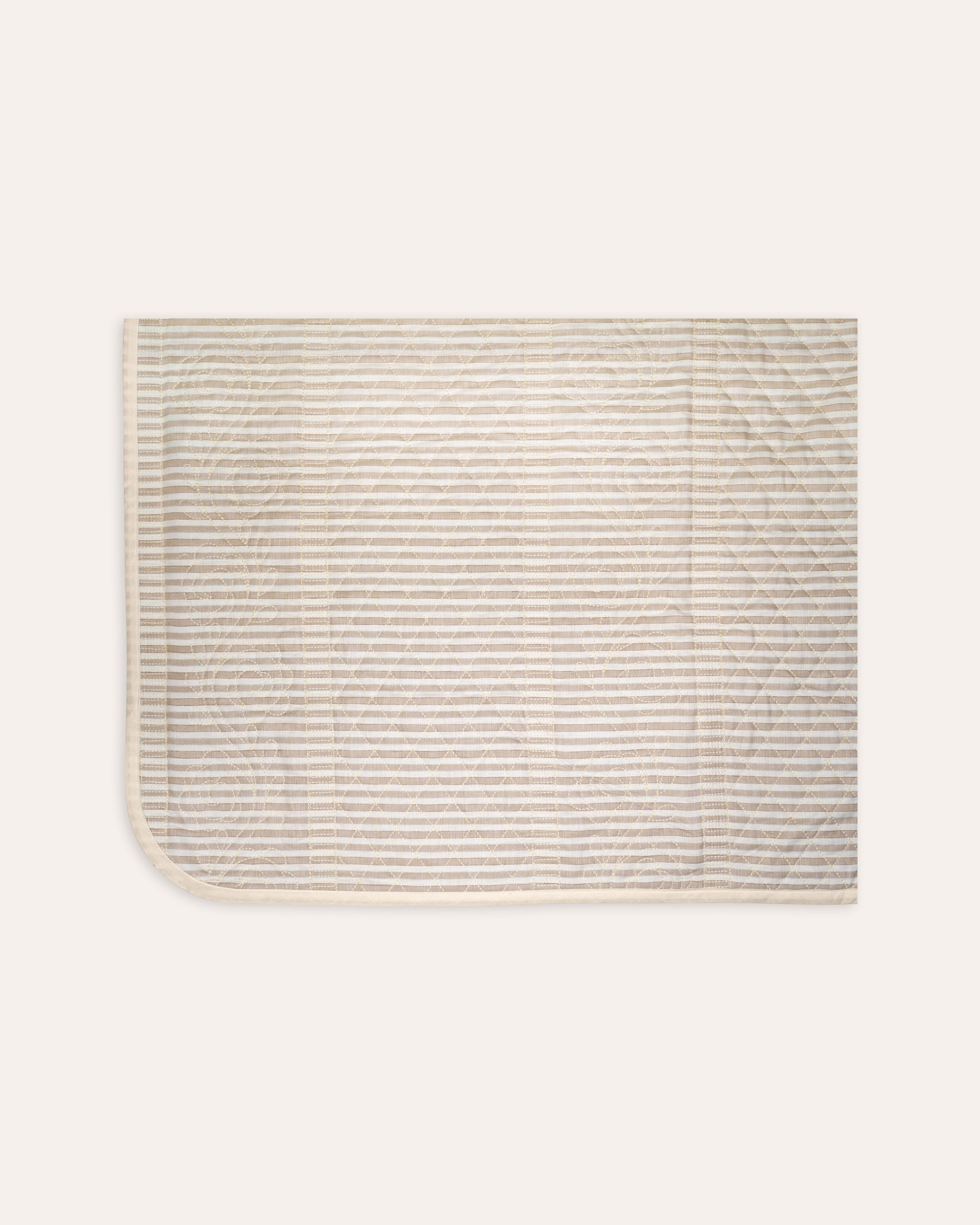 Rectangular bedspread with striped pattern on a white background