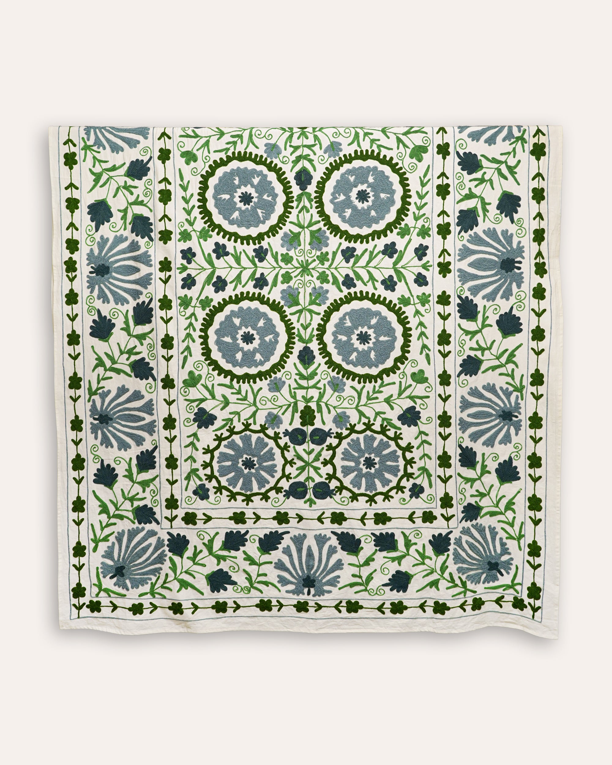 Dumaloq Suzani Throw - Green/Blue – Birdie Fortescue
