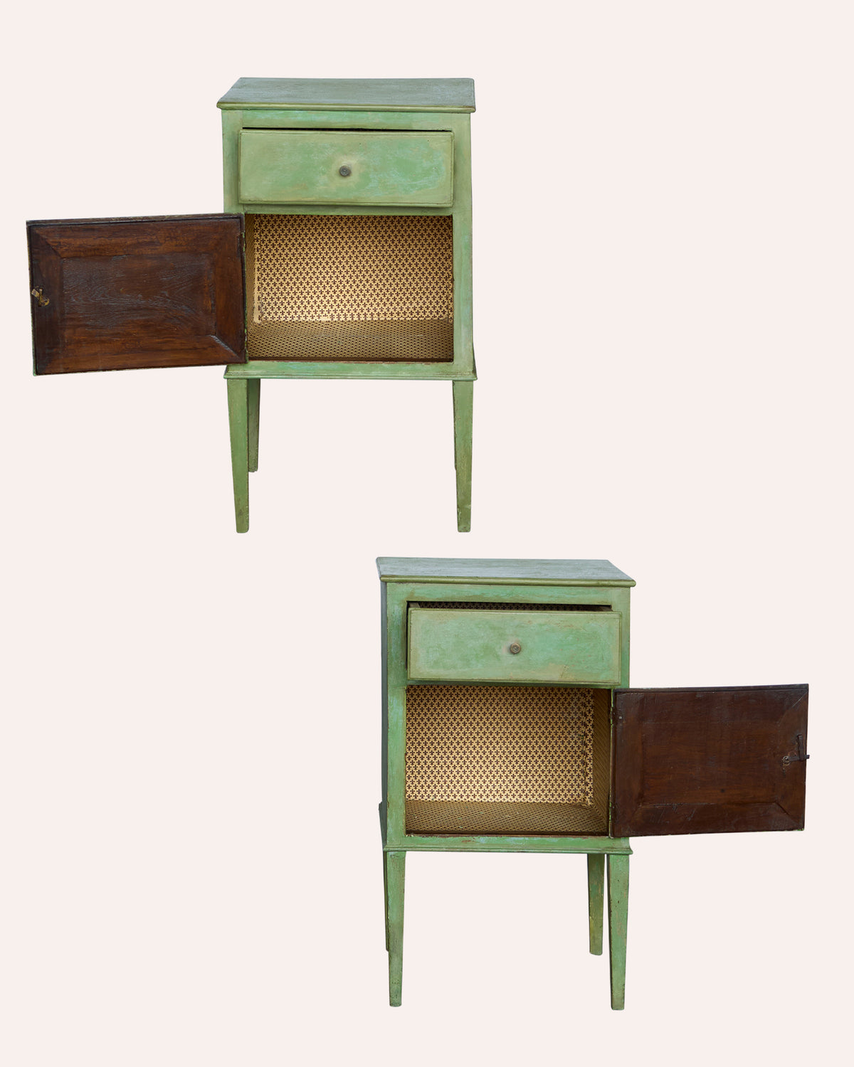 Pair of French 19th Century painted bedside tables, c1840